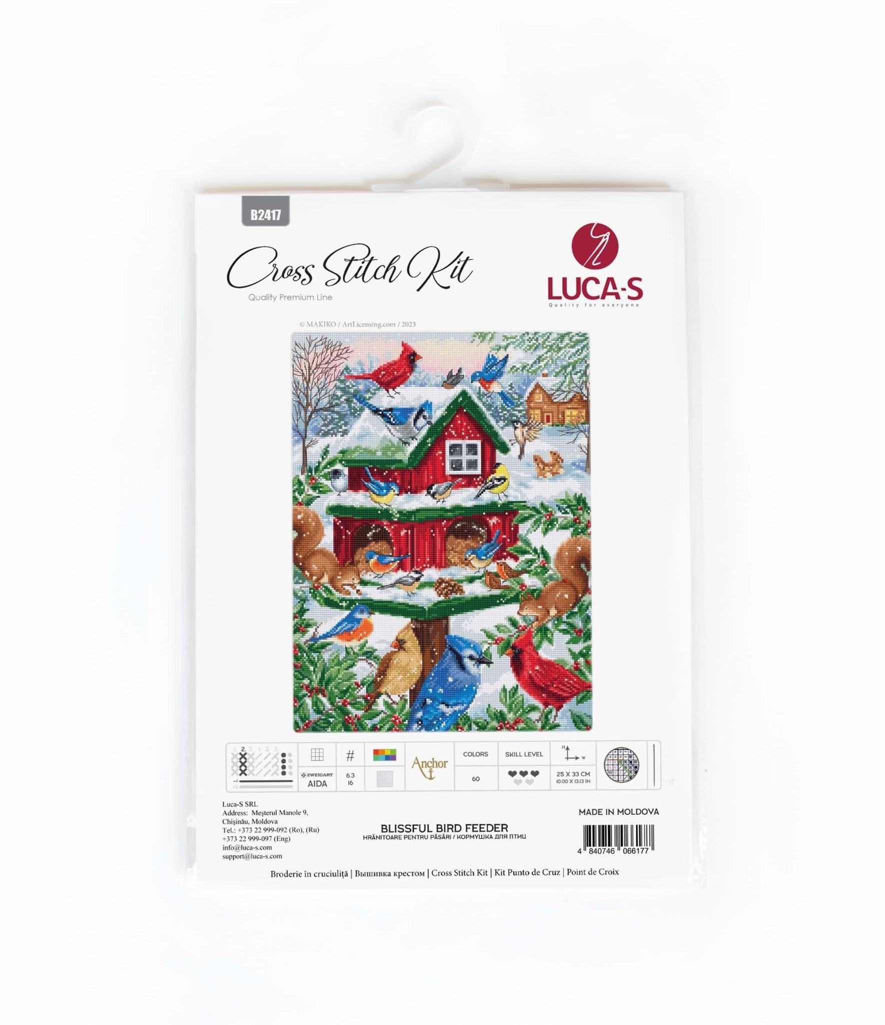 Cross Stitch Kit Luca - S - Blissful Bird Feeder, B2417 - Luca - S Yarns