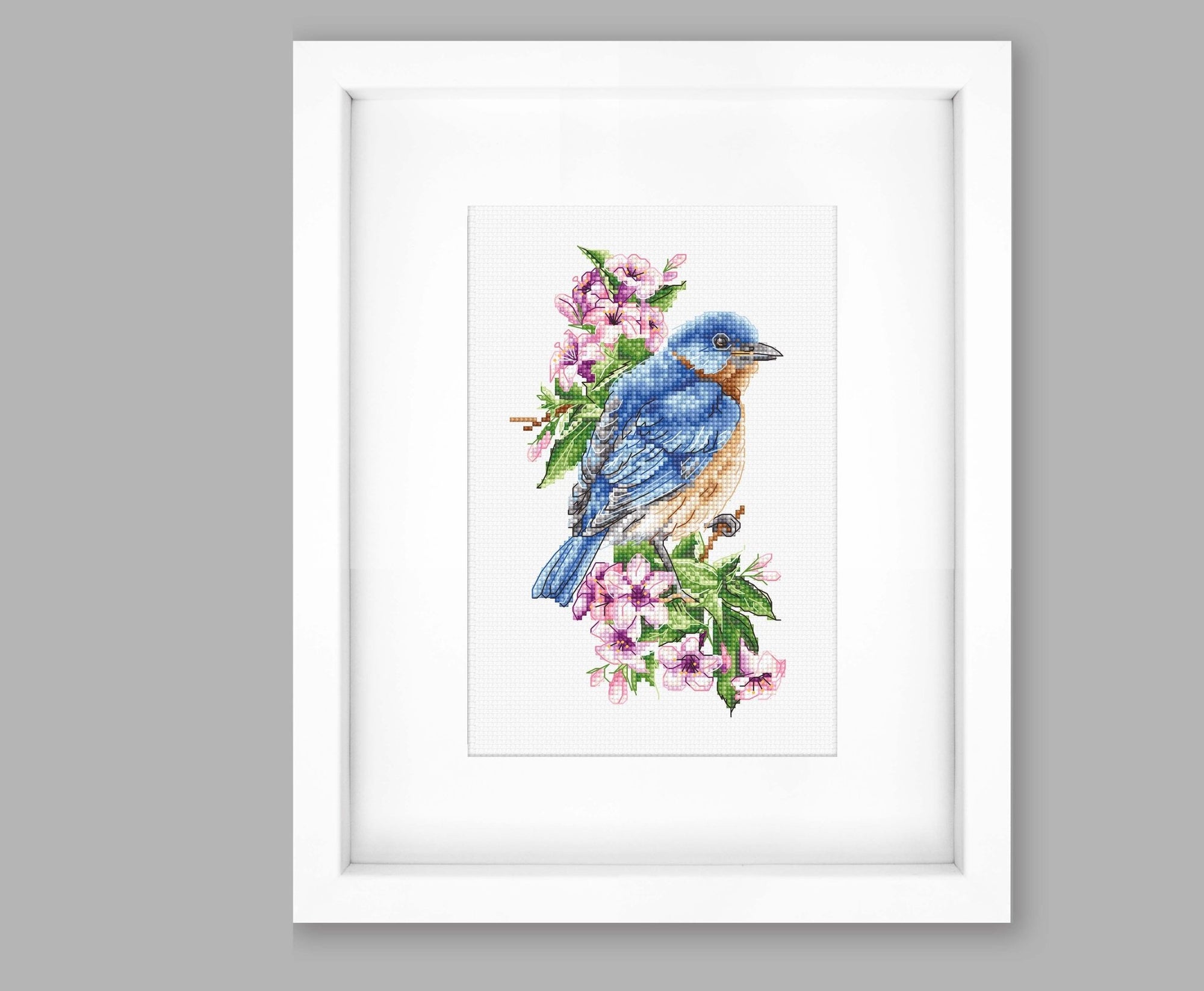 Cross Stitch Kit Luca - S - Blue bird on the branch, B1198 - Luca - S Yarns