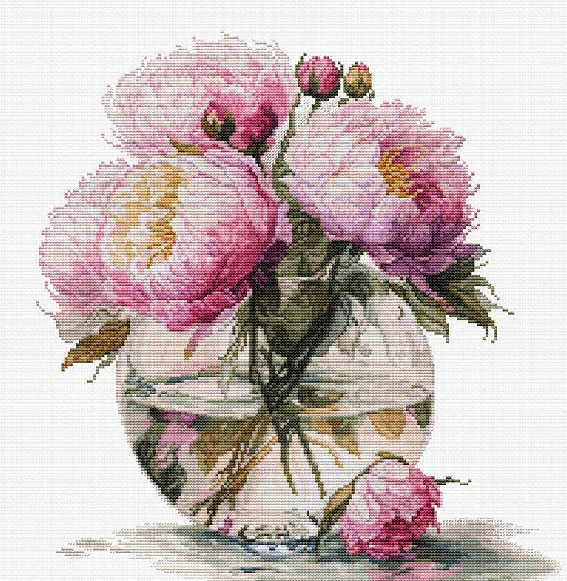 Cross Stitch Kit Luca - S - Bouquet of Peonies, B7028 - Luca - S Yarns