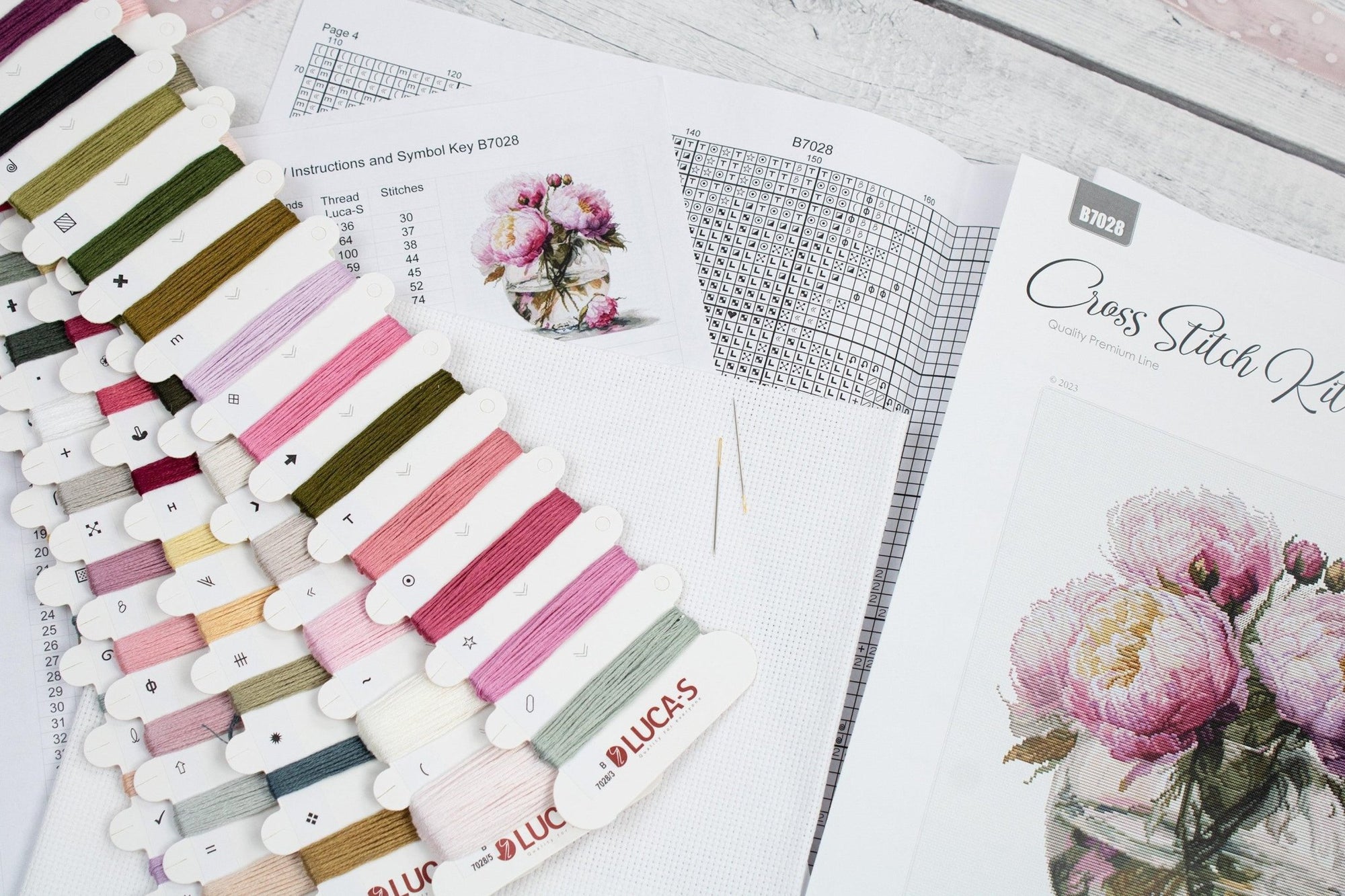 Cross Stitch Kit Luca - S - Bouquet of Peonies, B7028 - Luca - S Yarns