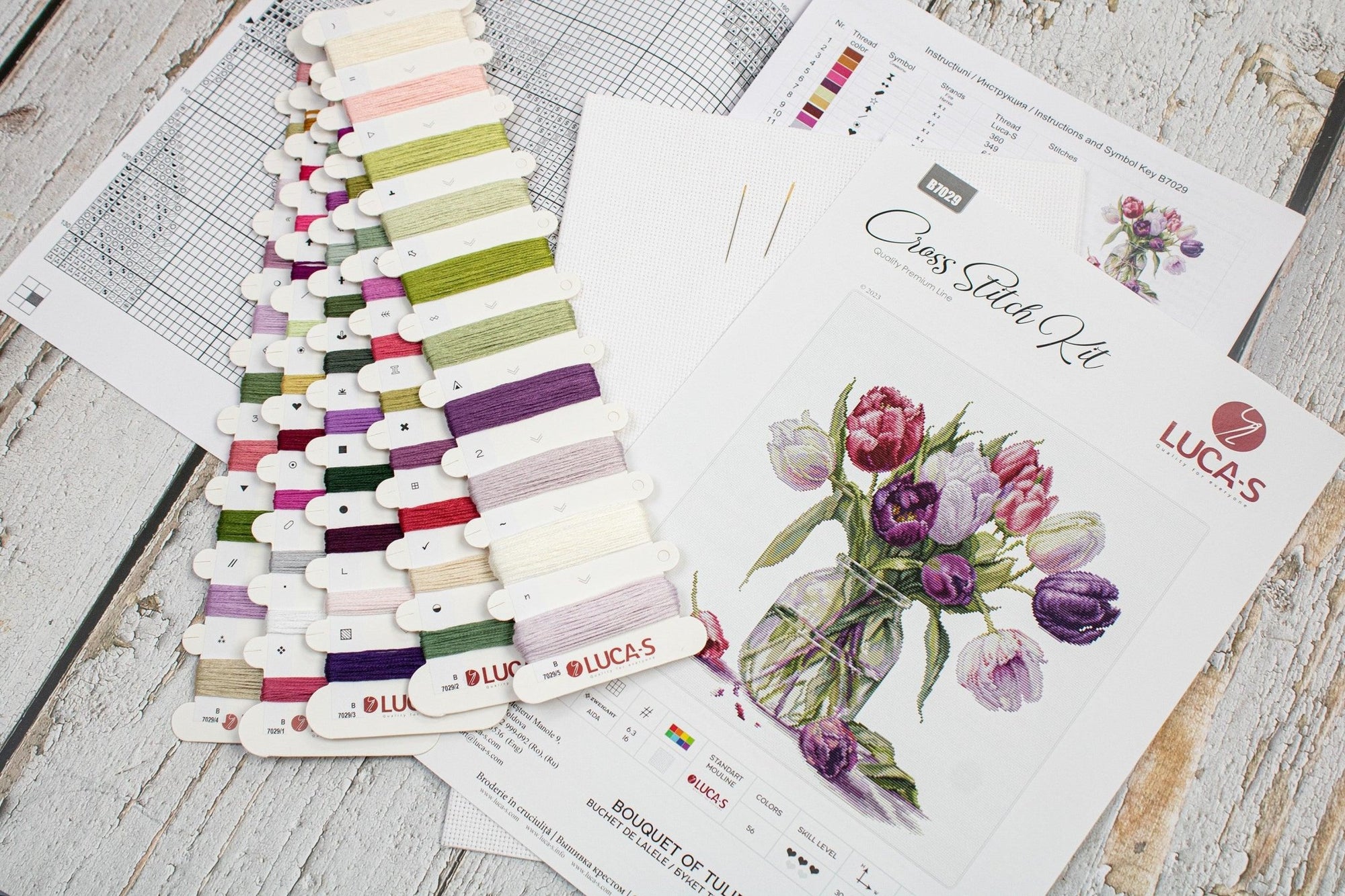 Cross Stitch Kit Luca - S - Bouquet of Tulips, B7029 - Luca - S Yarns
