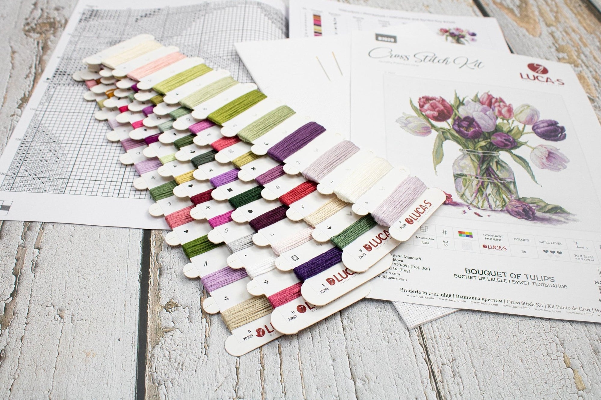 Cross Stitch Kit Luca - S - Bouquet of Tulips, B7029 - Luca - S Yarns