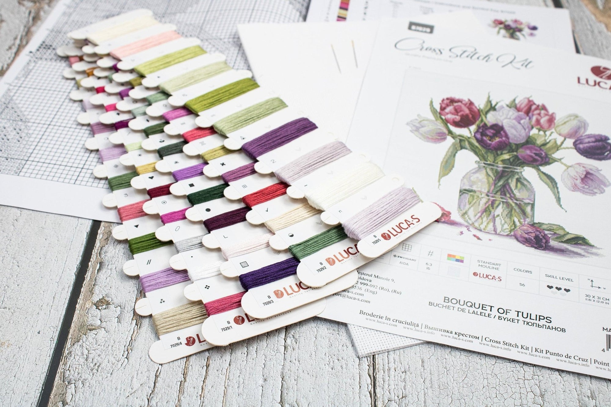 Cross Stitch Kit Luca - S - Bouquet of Tulips, B7029 - Luca - S Yarns
