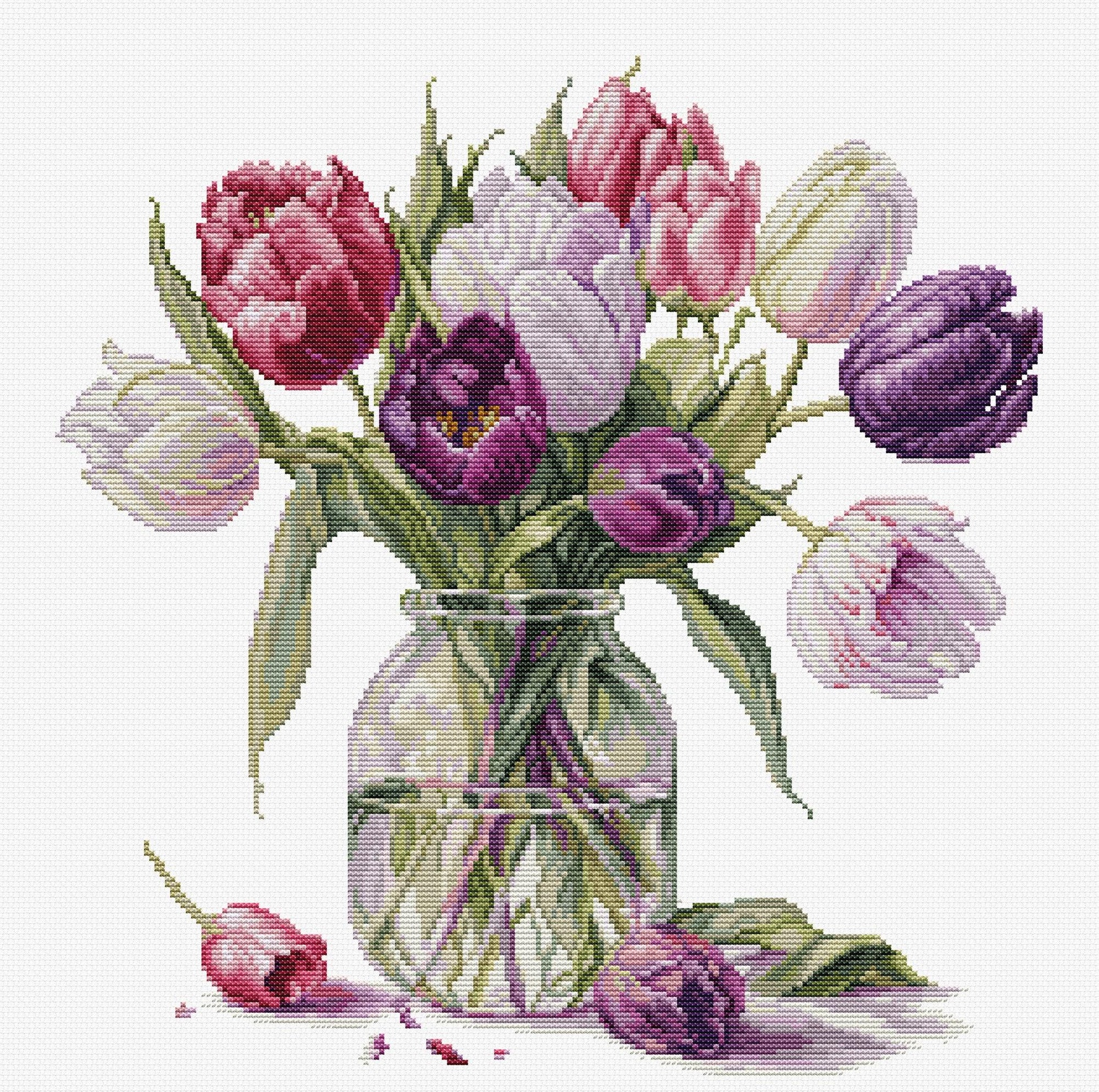 Cross Stitch Kit Luca - S - Bouquet of Tulips, B7029 - Luca - S Yarns