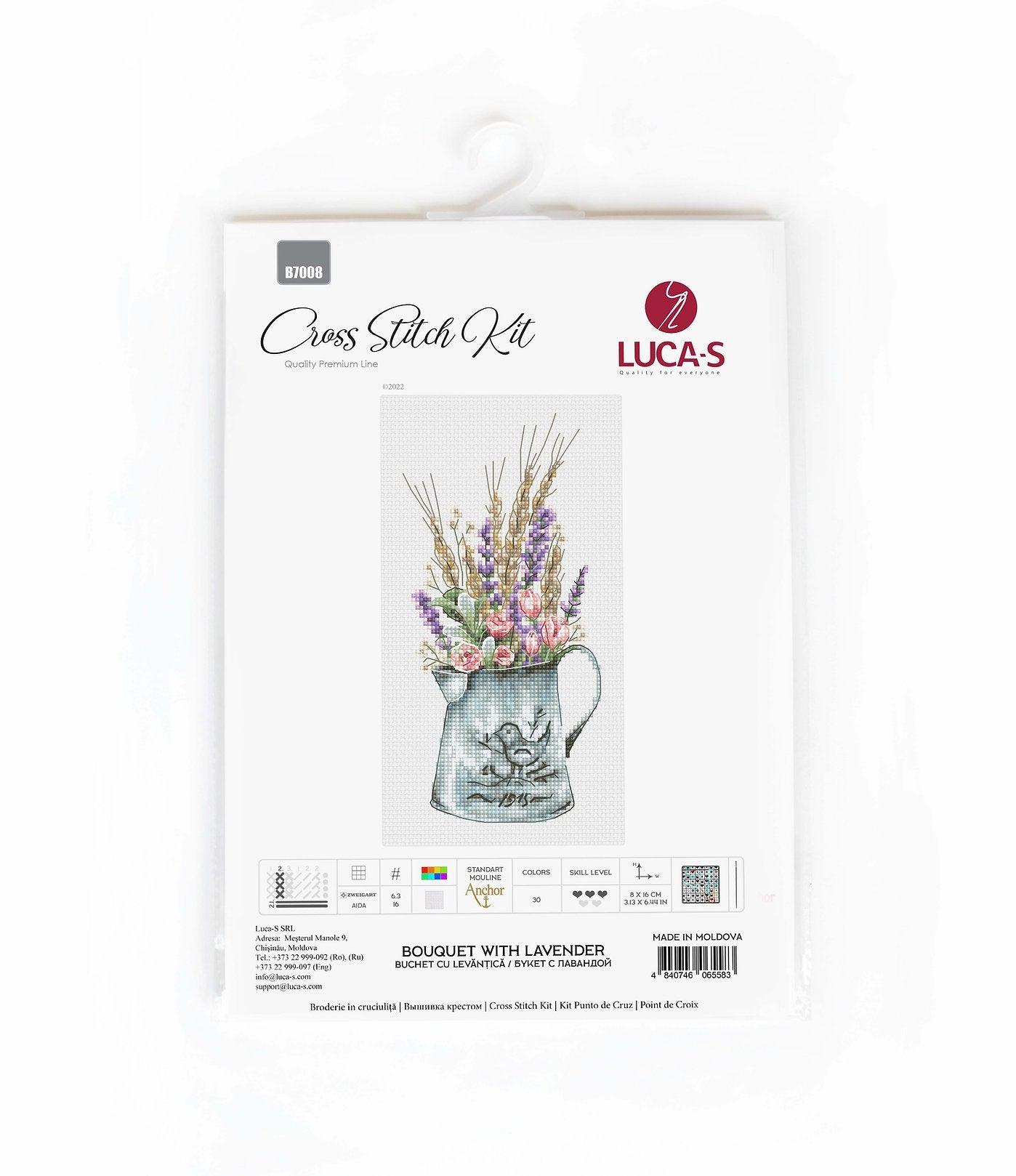 Cross Stitch Kit Luca - S - Bouquet with lavender, B7008 - Luca - S Yarns