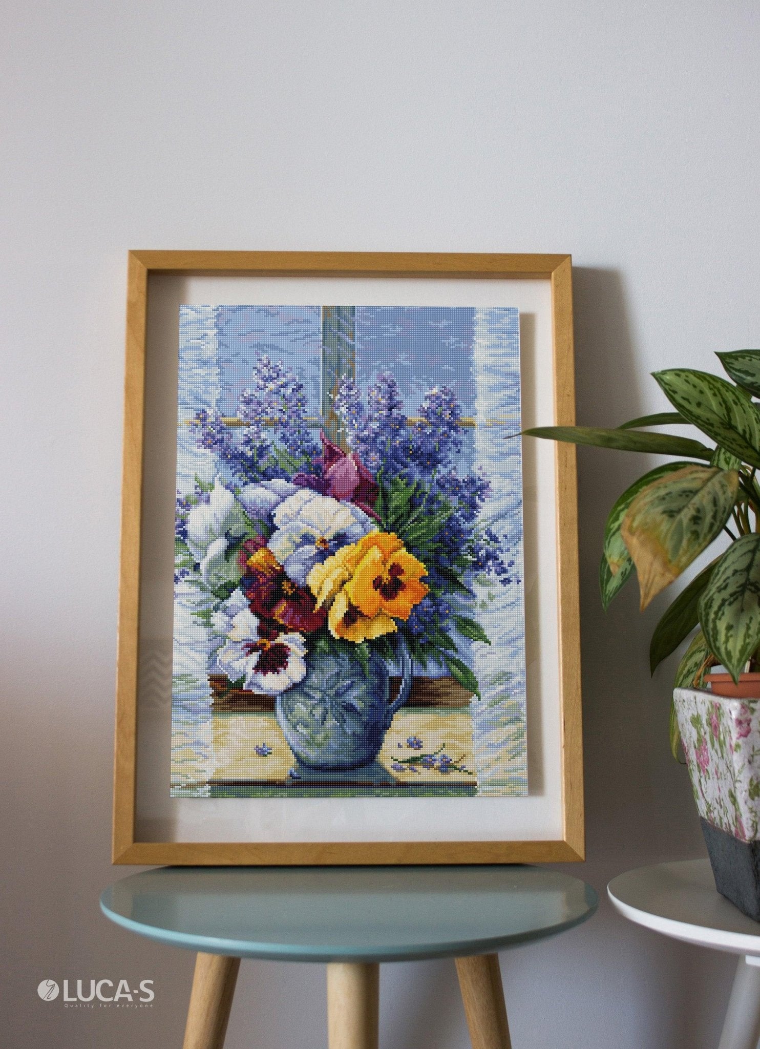 Cross Stitch Kit Luca - S - Bouquet with Pansies, B7030 - Luca - S Yarns