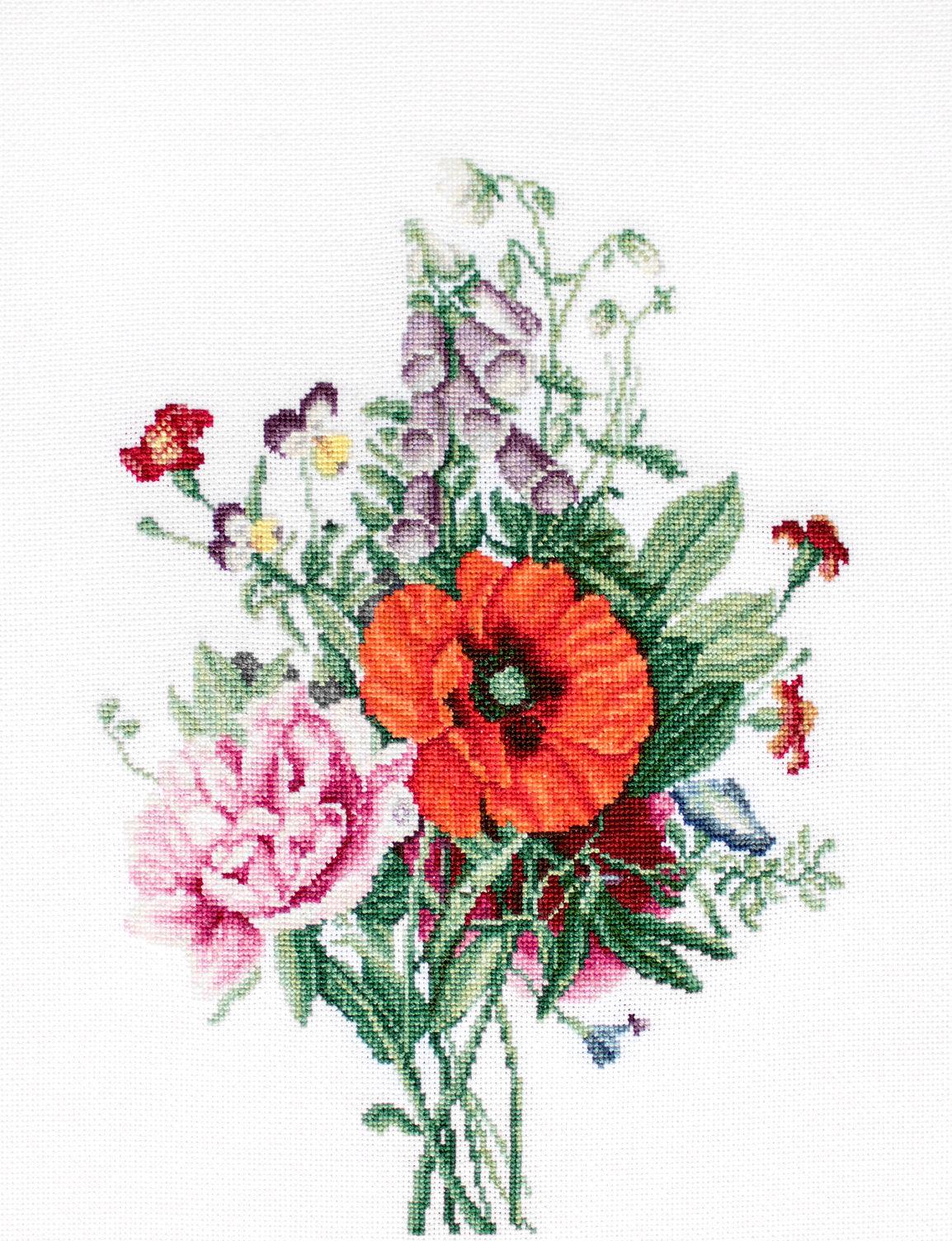 Cross Stitch Kit Luca - S - Bouquet with Poppy and Peony, B2350 - Luca - S Yarns