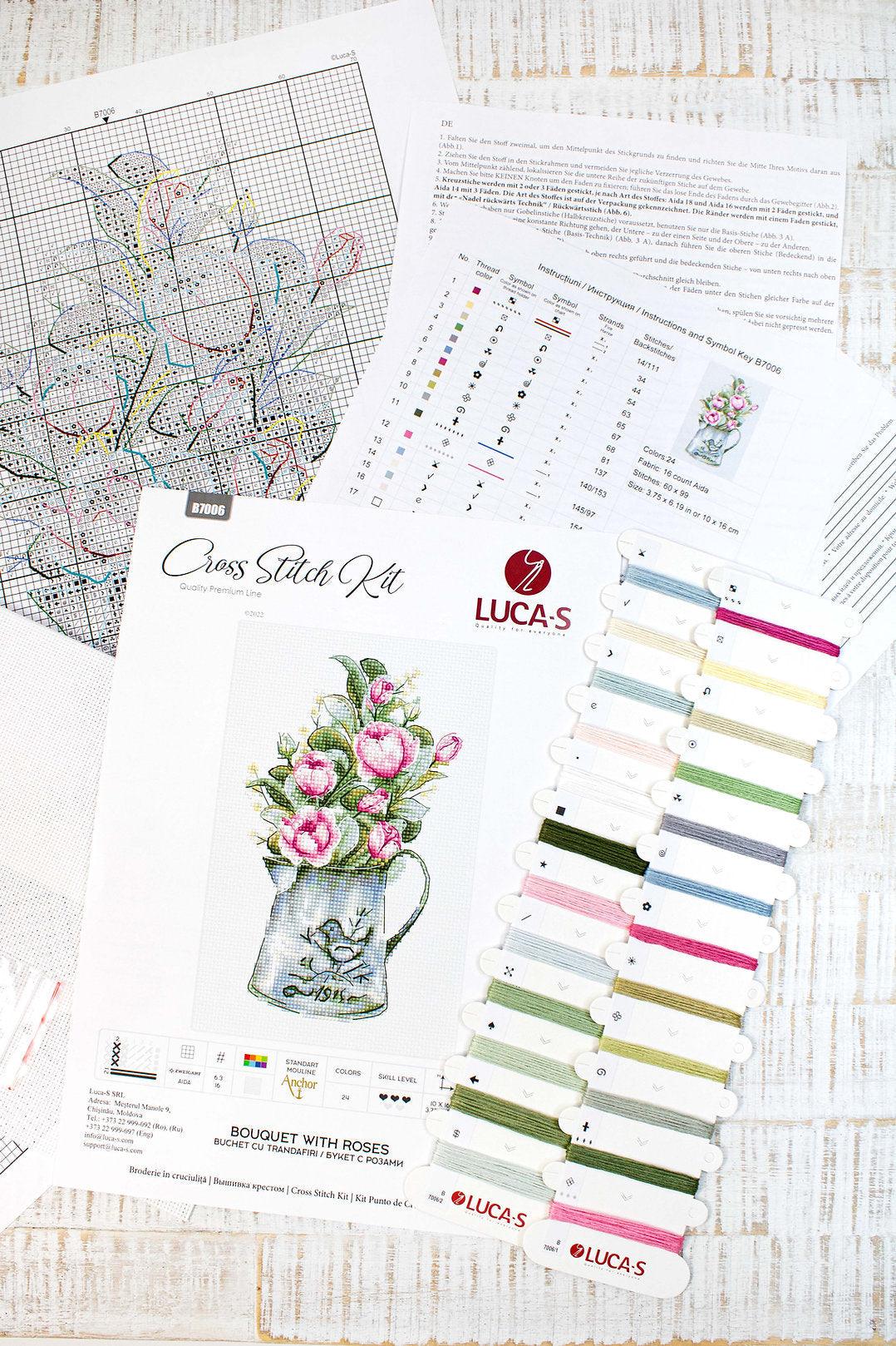 Cross Stitch Kit Luca - S - Bouquet with Roses, B7006 - Luca - S Yarns