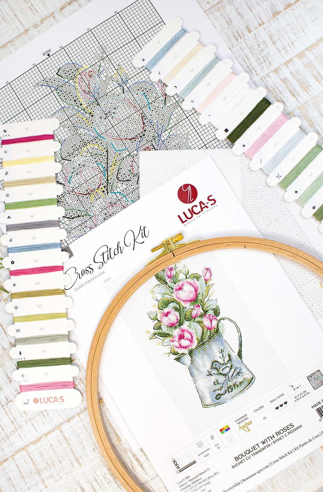 Cross Stitch Kit Luca - S - Bouquet with Roses, B7006 - Luca - S Yarns