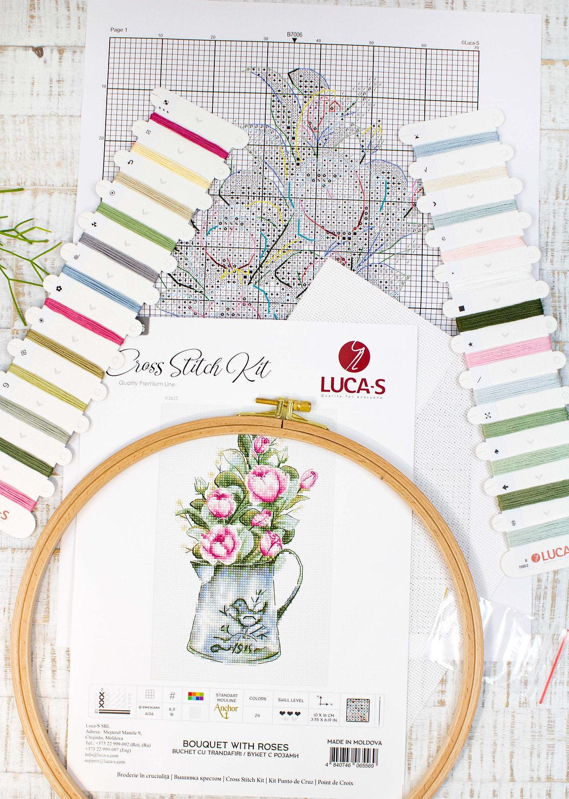 Cross Stitch Kit Luca - S - Bouquet with Roses, B7006 - Luca - S Yarns