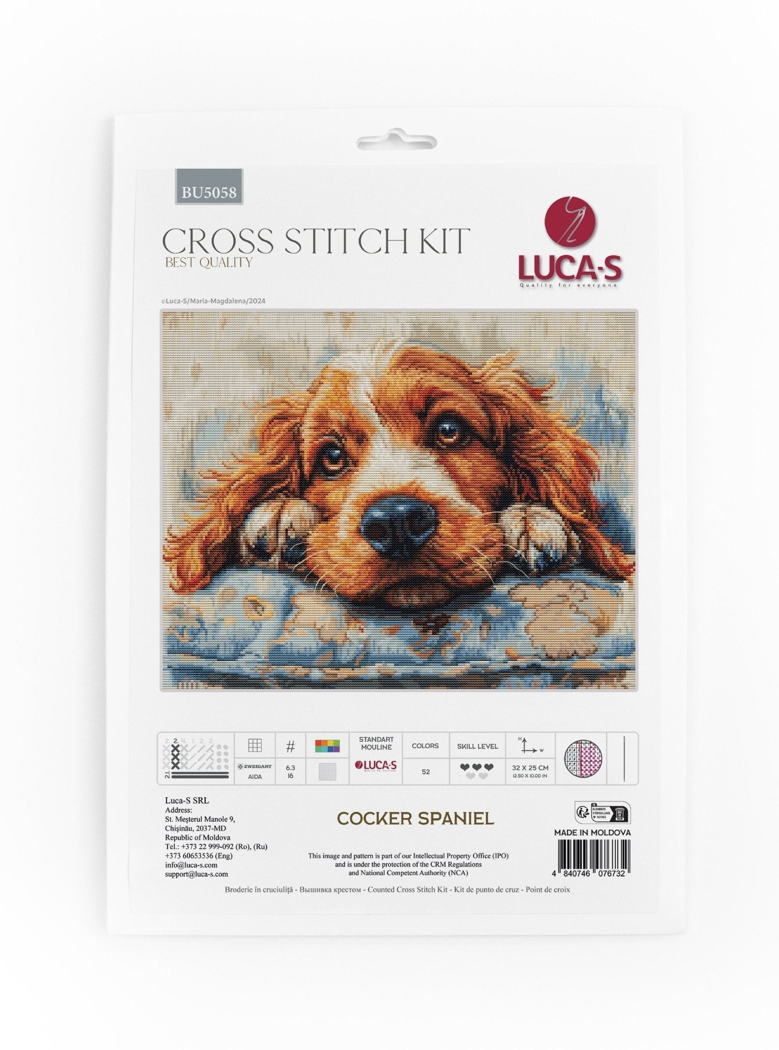 Cross Stitch Kit Luca - S - Cocker Spaniel, BU5058 - Luca - S Yarns