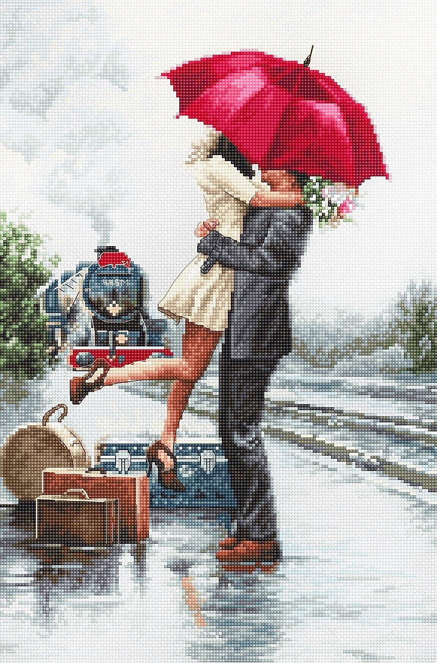 Cross Stitch Kit Luca - S - Couple on train station, B2369 - Luca - S Yarns