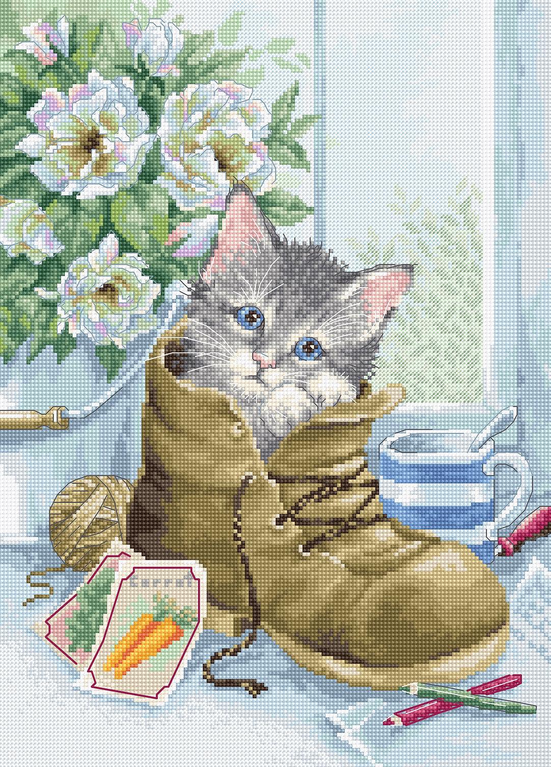 Cross Stitch Kit Luca - S - Cute Kitten, B2391 - Luca - S Yarns