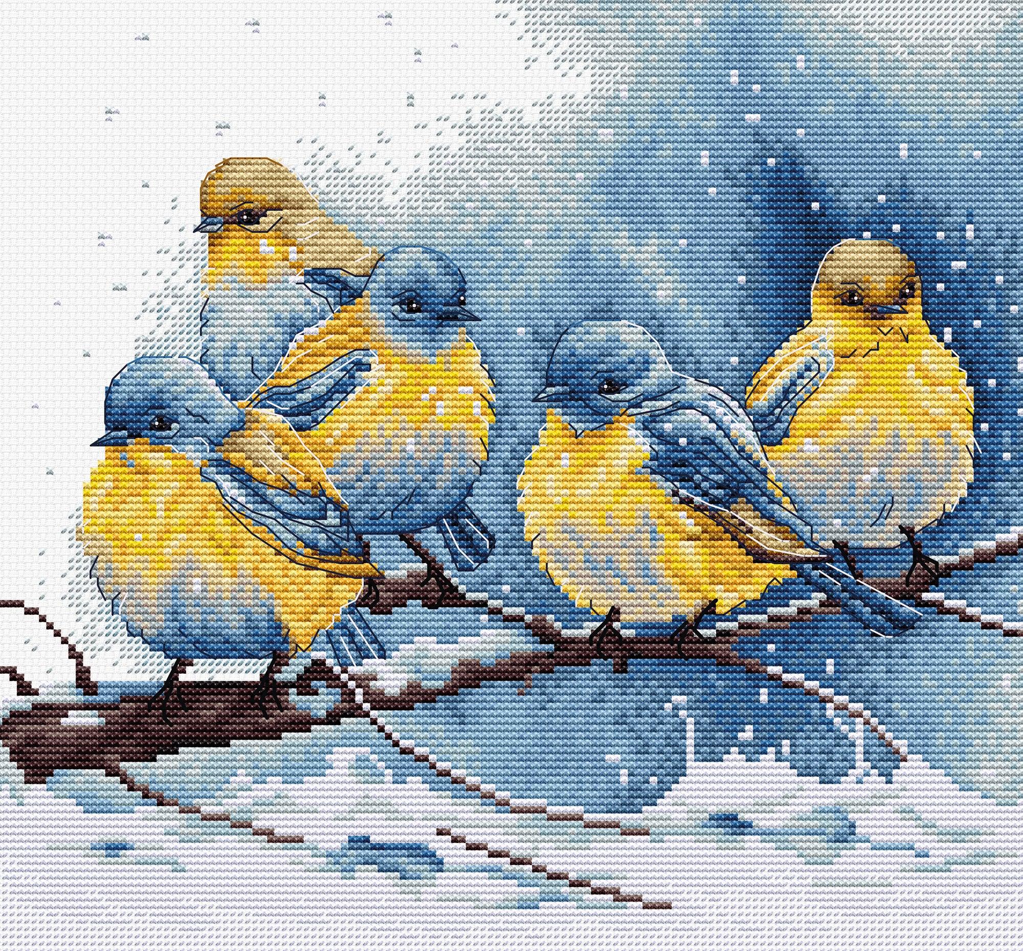 Cross Stitch Kit Luca - S - Eastern Bluebirds, BU5028 - Luca - S Yarns