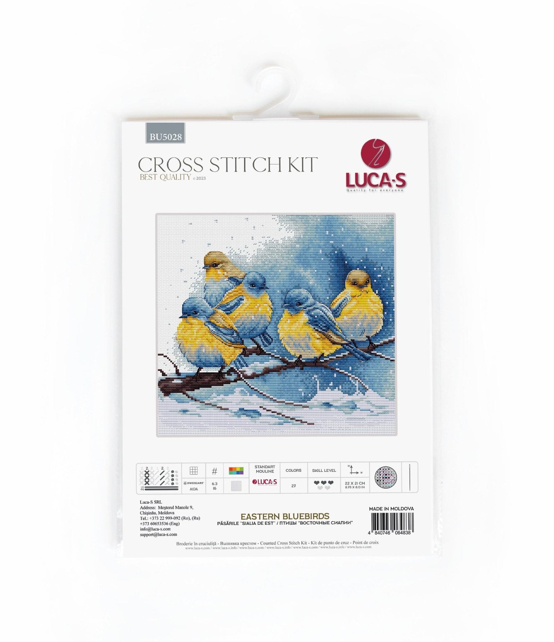 Cross Stitch Kit Luca - S - Eastern Bluebirds, BU5028 - Luca - S Yarns