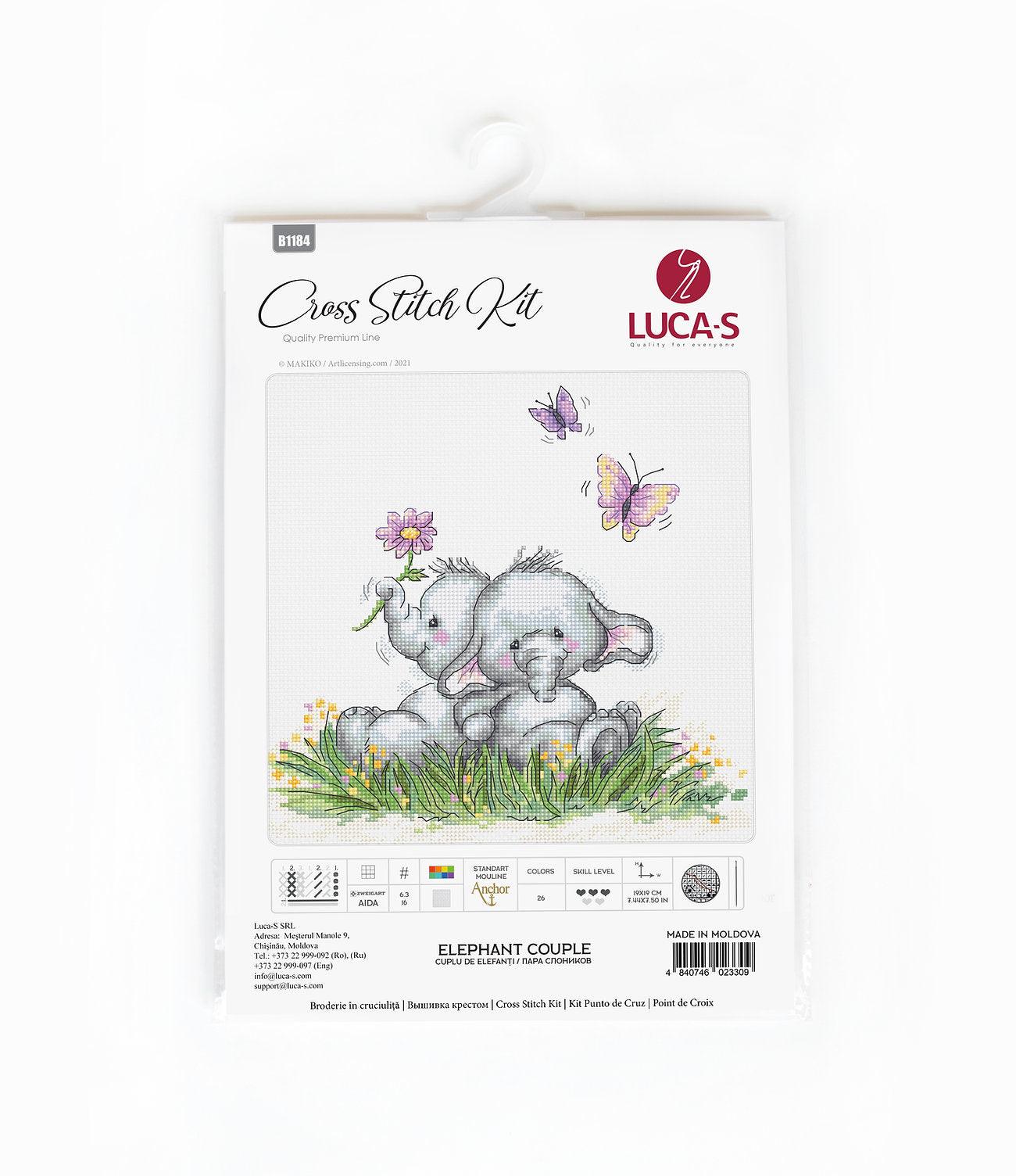 Cross Stitch Kit Luca - S - Elephant Couple, B1184 - Luca - S Yarns