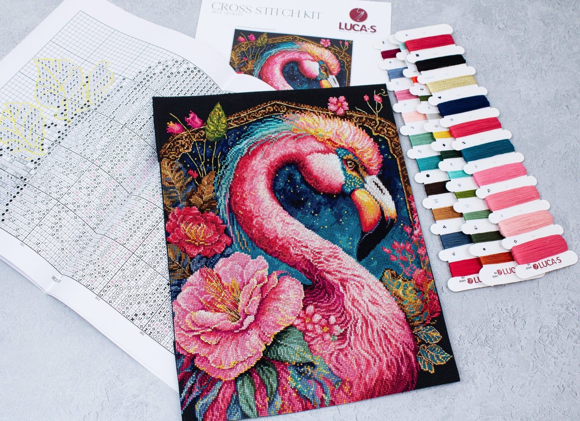 Cross Stitch Kit Luca - S - Flamingo Fantastico, BU5036 - Luca - S Yarns