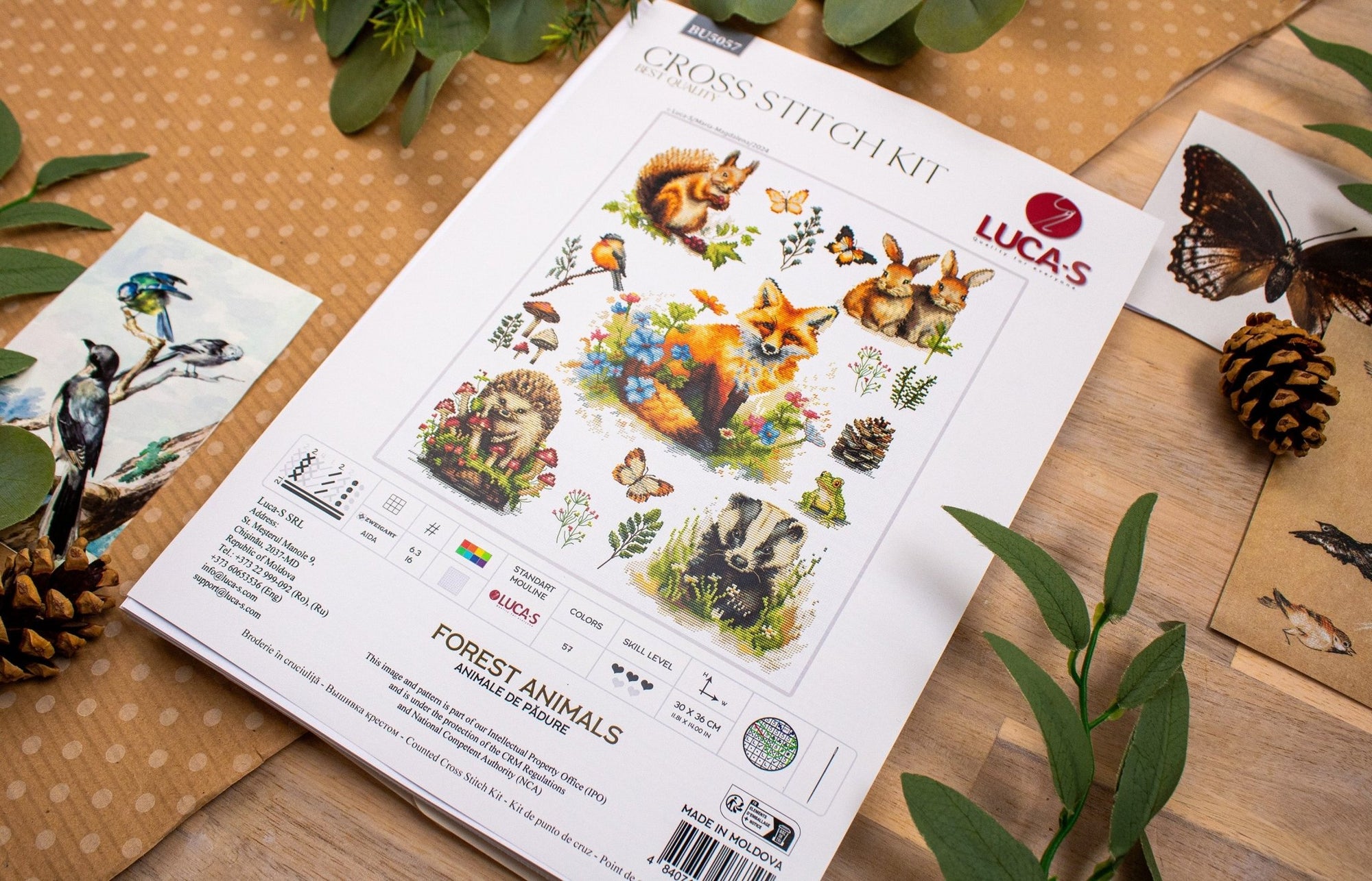 Cross Stitch Kit Luca - S - Forest Animals, BU5057 - Luca - S Yarns