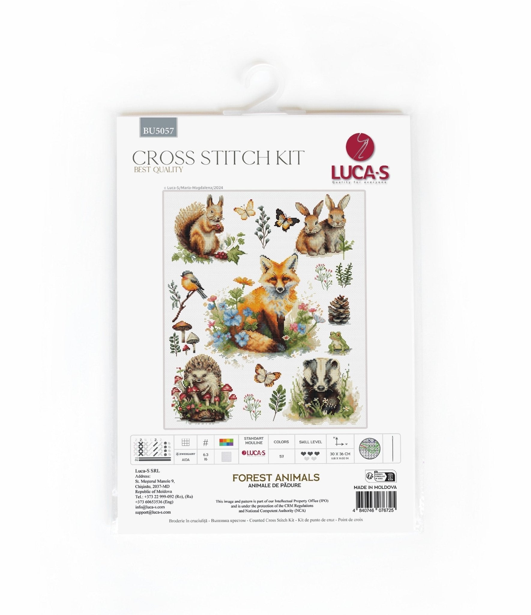 Cross Stitch Kit Luca - S - Forest Animals, BU5057 - Luca - S Yarns