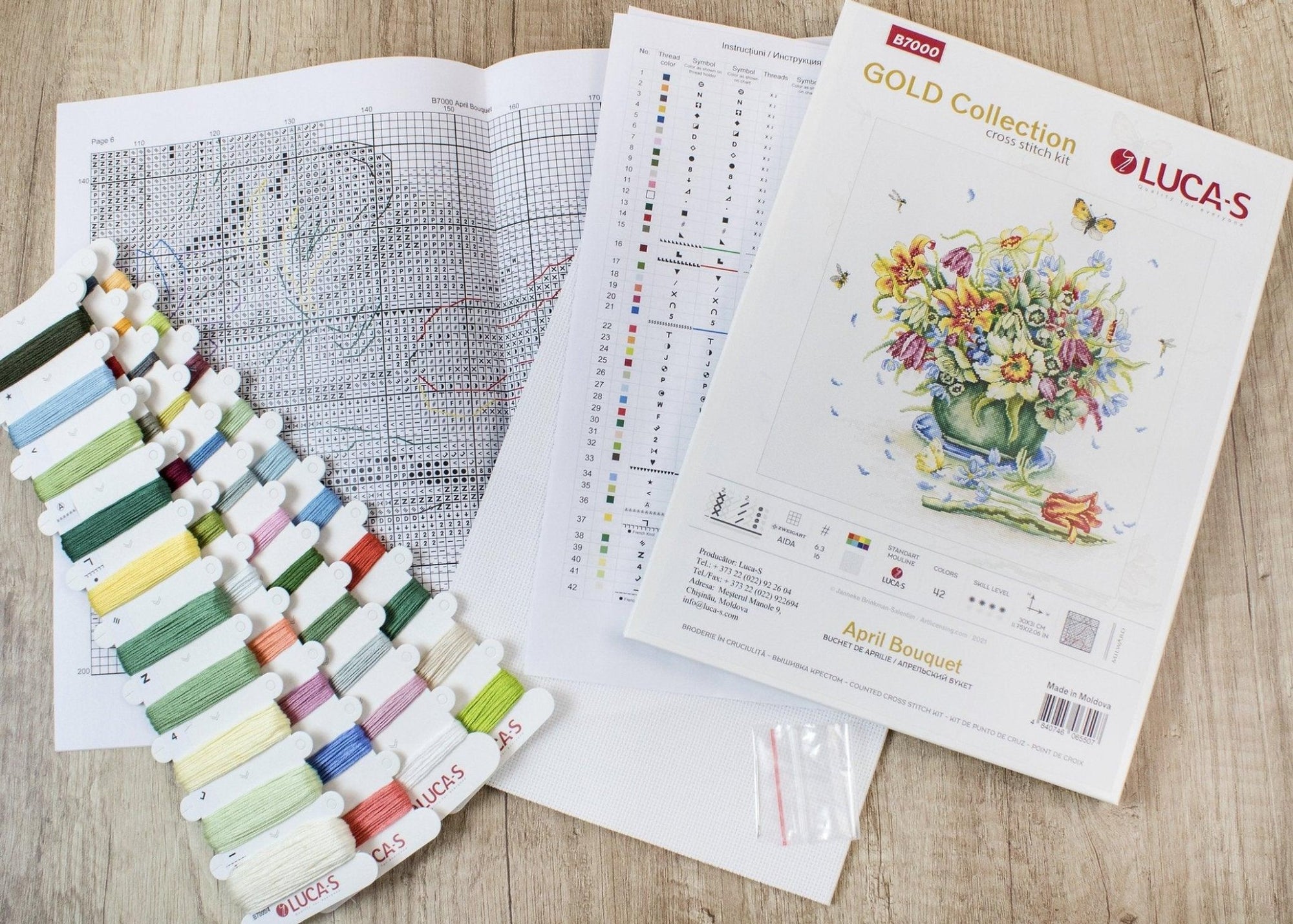 Cross Stitch Kit Luca - S Gold - April Bouquet, B7000 - Luca - S Yarns