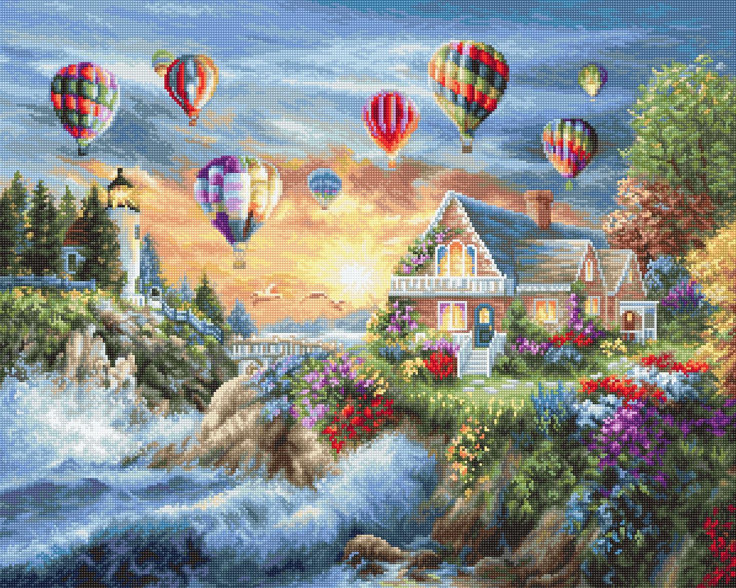 Cross Stitch Kit Luca - S Gold - Balloons over Sunset Cove, B614 - Luca - S Yarns