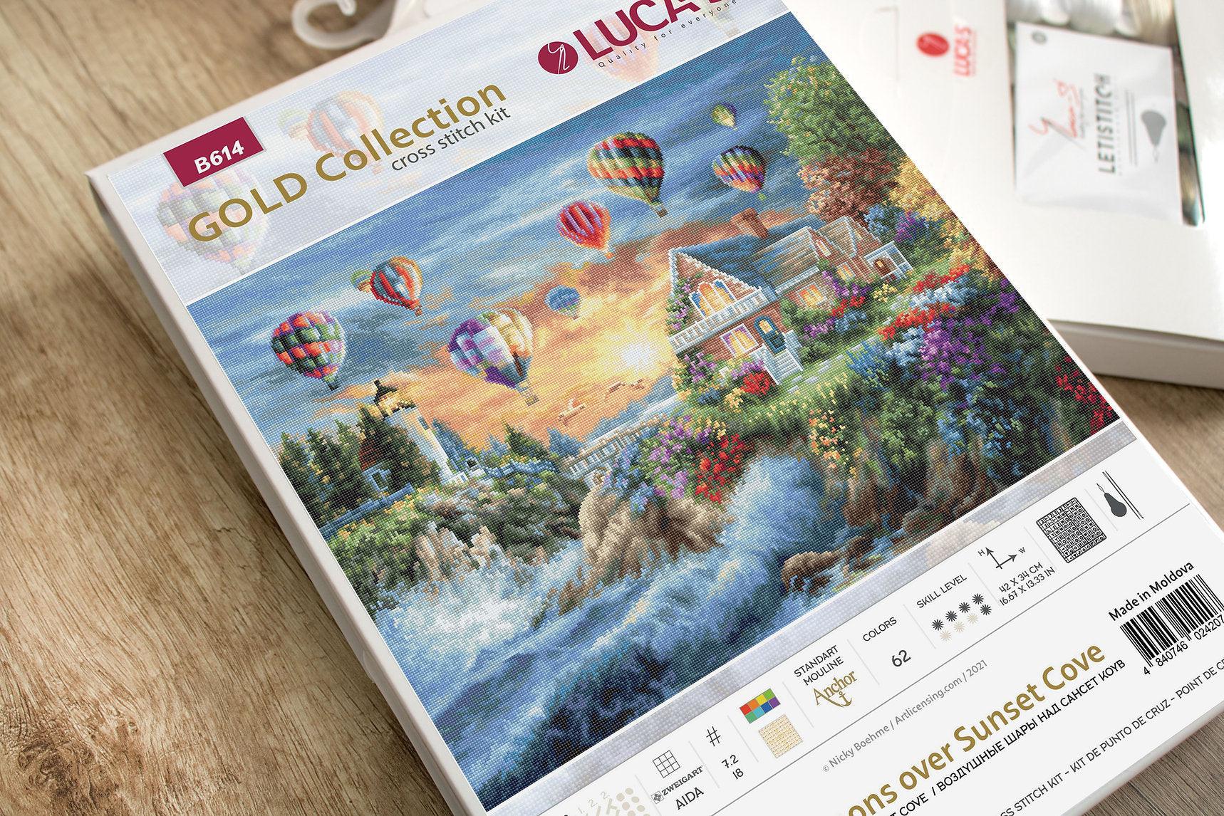 Cross Stitch Kit Luca - S Gold - Balloons over Sunset Cove, B614 - Luca - S Yarns