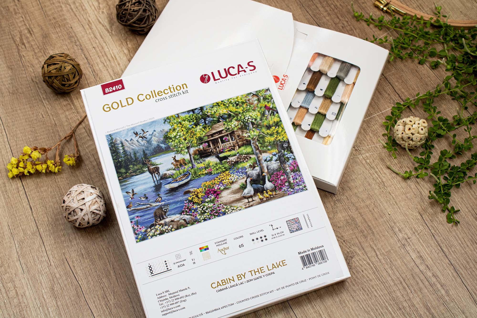 Cross Stitch Kit Luca - S GOLD - Cabin By The Lake, B2410 - Luca - S Yarns