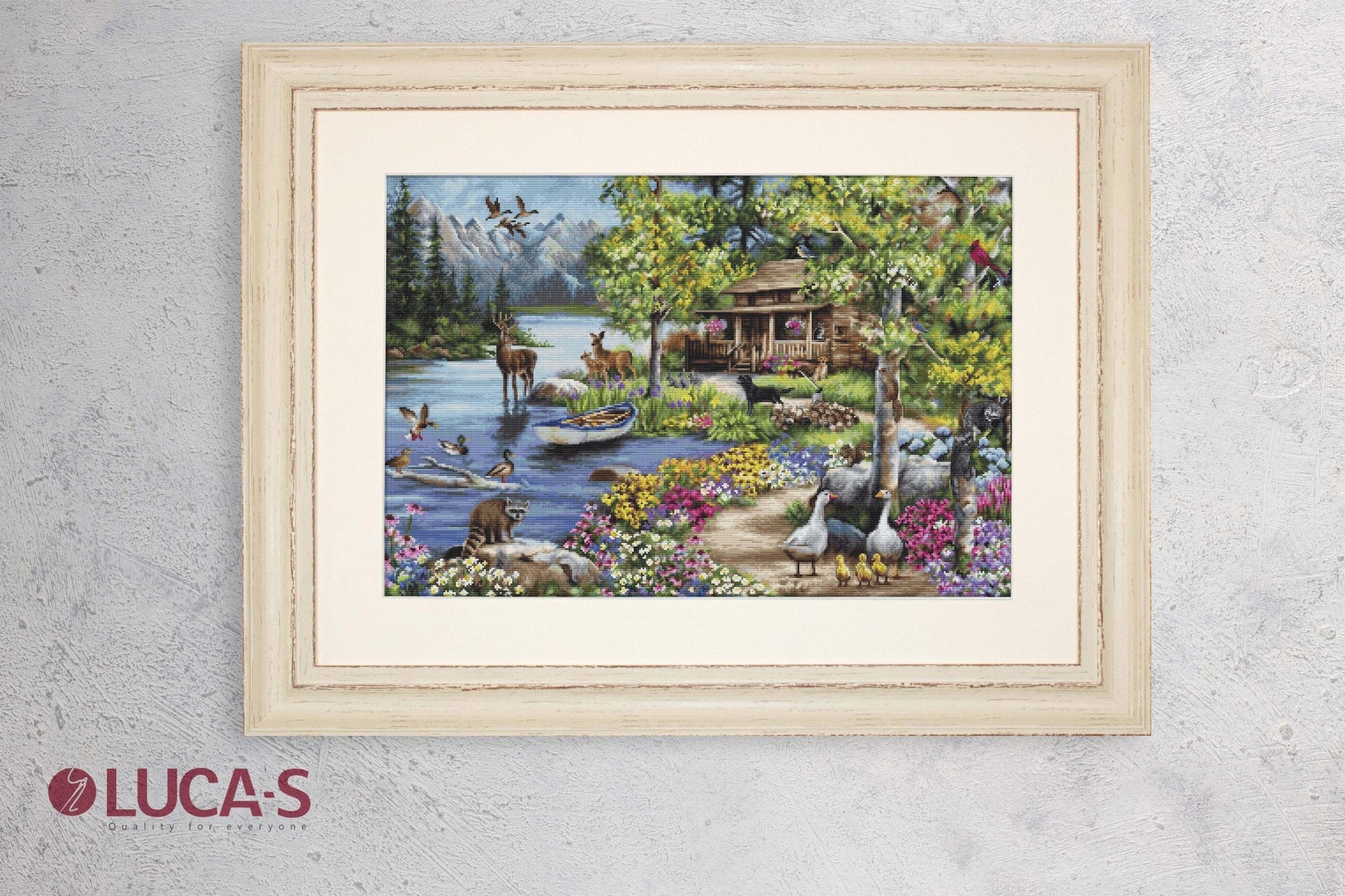 Cross Stitch Kit Luca - S GOLD - Cabin By The Lake, B2410 - Luca - S Yarns