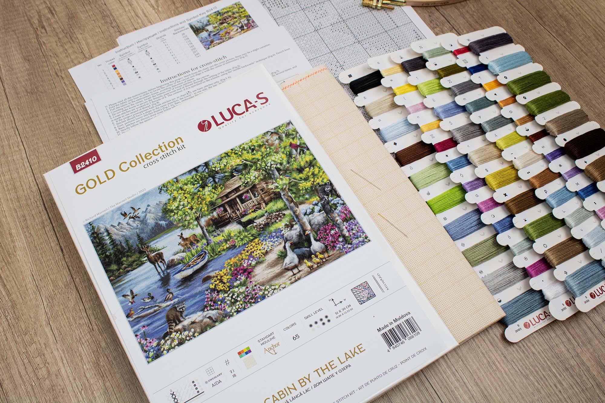 Cross Stitch Kit Luca - S GOLD - Cabin By The Lake, B2410 - Luca - S Yarns