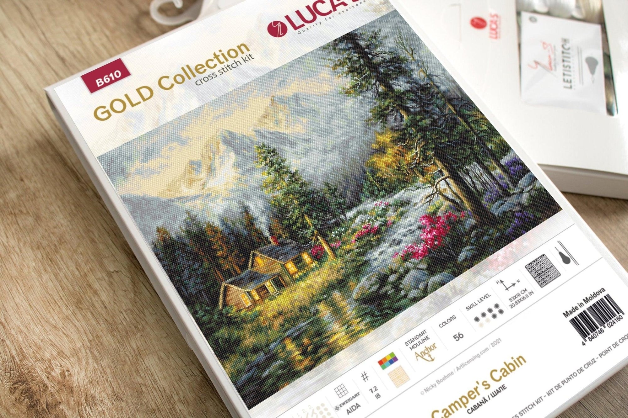 Cross Stitch Kit Luca - S Gold - Camper's Cabin, B610 - Luca - S Yarns