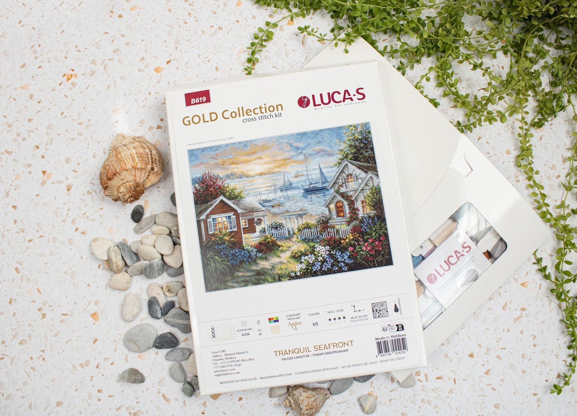 Cross Stitch Kit Luca - S, Gold Collection - B619, Tranquil Seafront - Luca - S Yarns