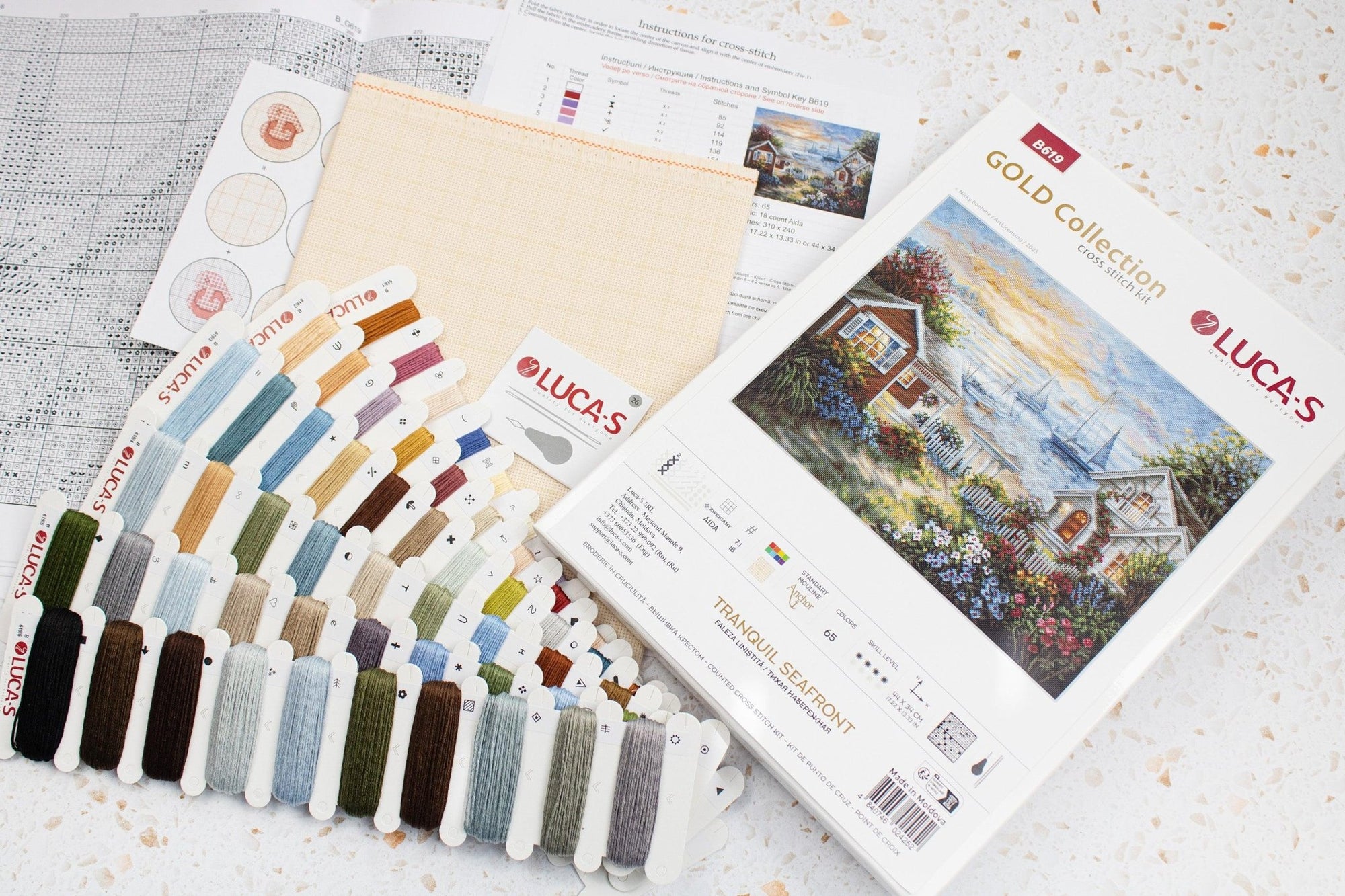 Cross Stitch Kit Luca - S, Gold Collection - B619, Tranquil Seafront - Luca - S Yarns