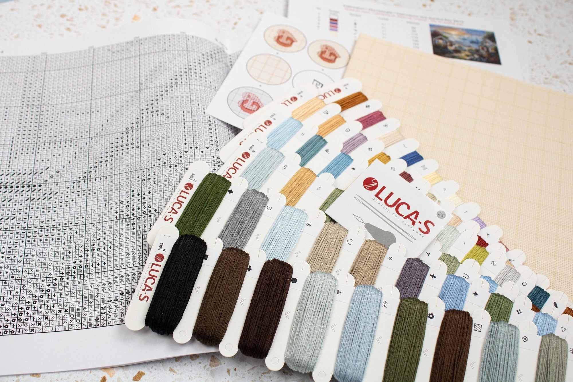 Cross Stitch Kit Luca - S, Gold Collection - B619, Tranquil Seafront - Luca - S Yarns
