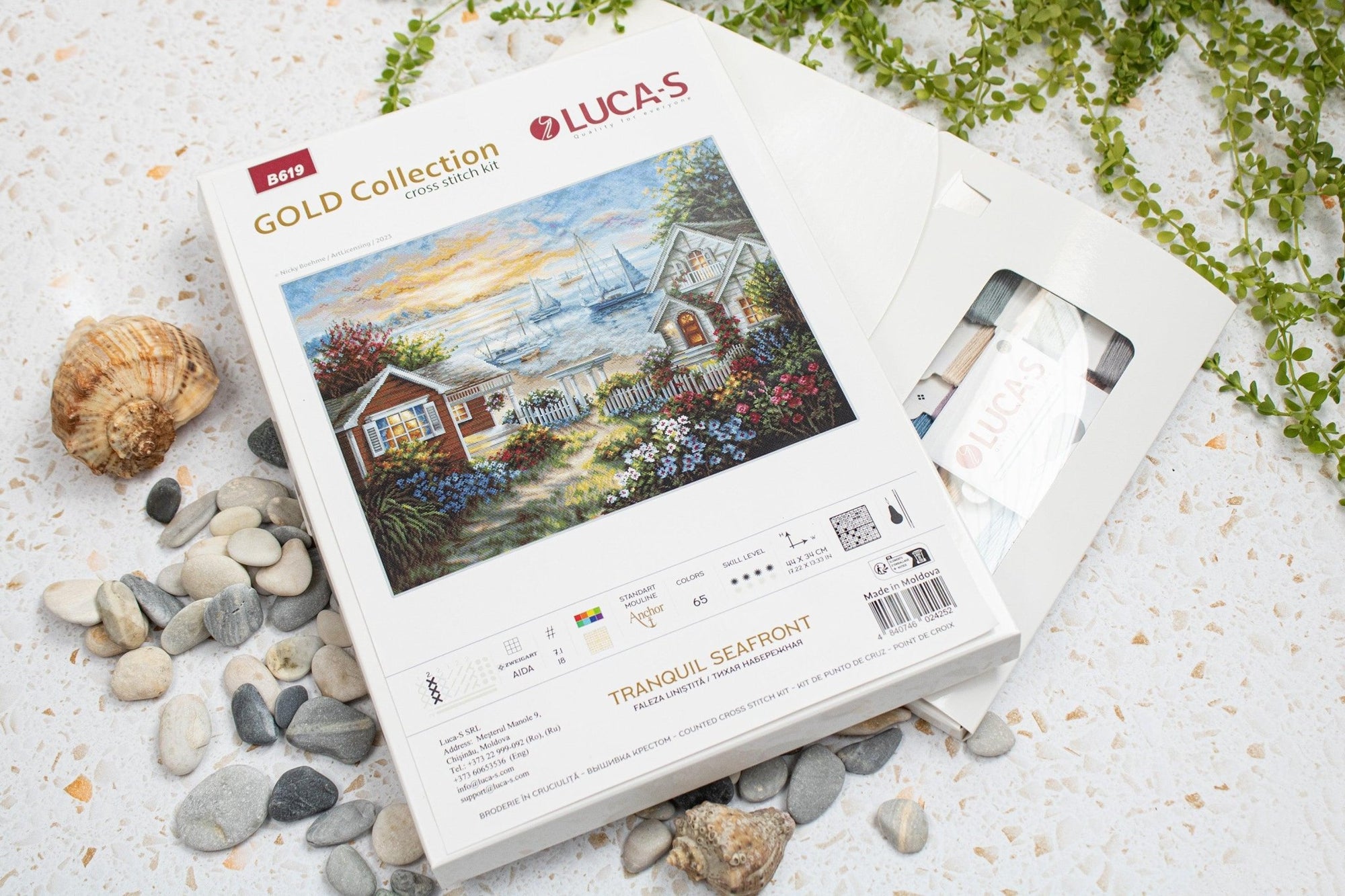 Cross Stitch Kit Luca - S, Gold Collection - B619, Tranquil Seafront - Luca - S Yarns