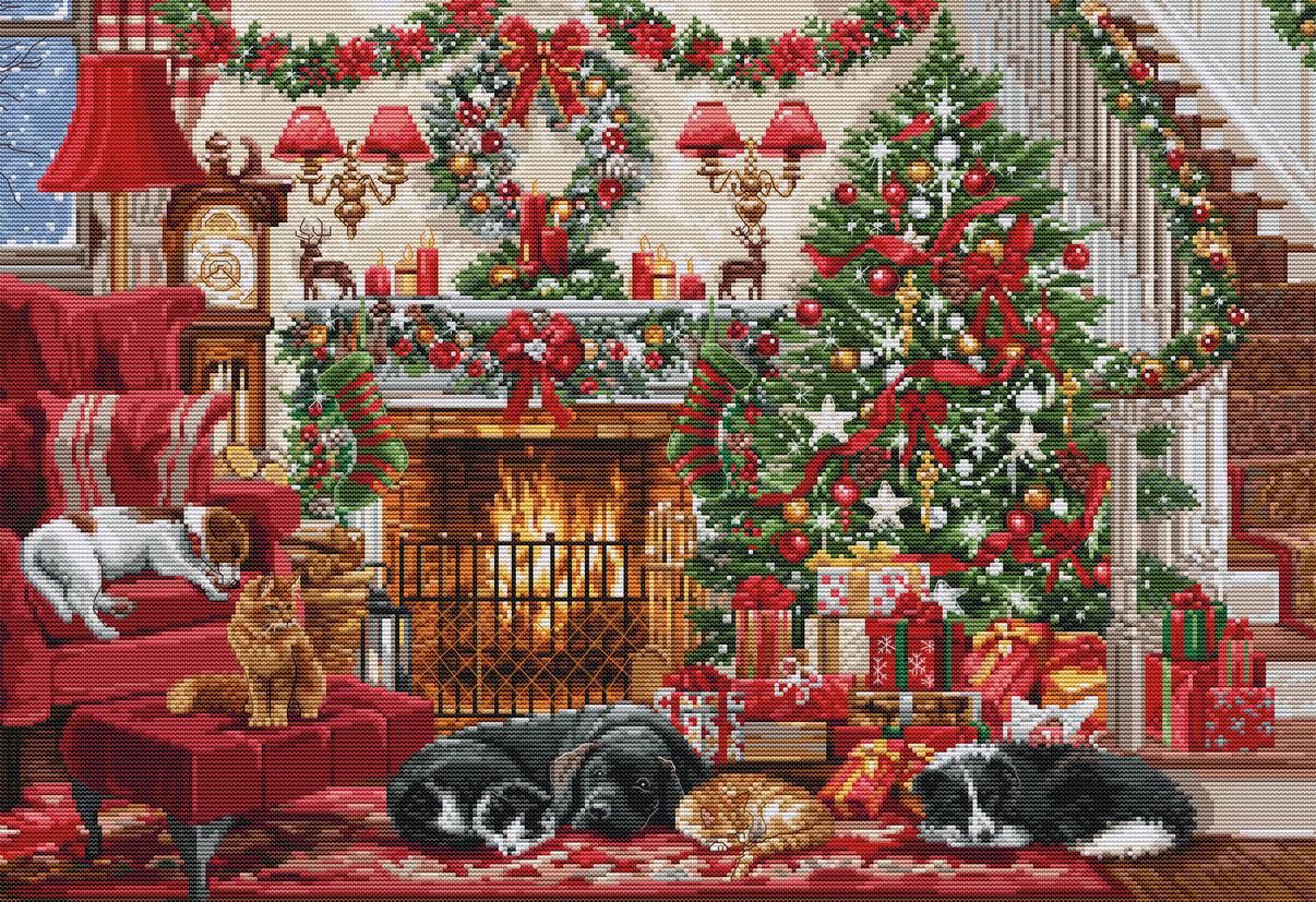 Cross Stitch Kit Luca - S GOLD - Cosy Fireplace, BU5041 - Luca - S Yarns