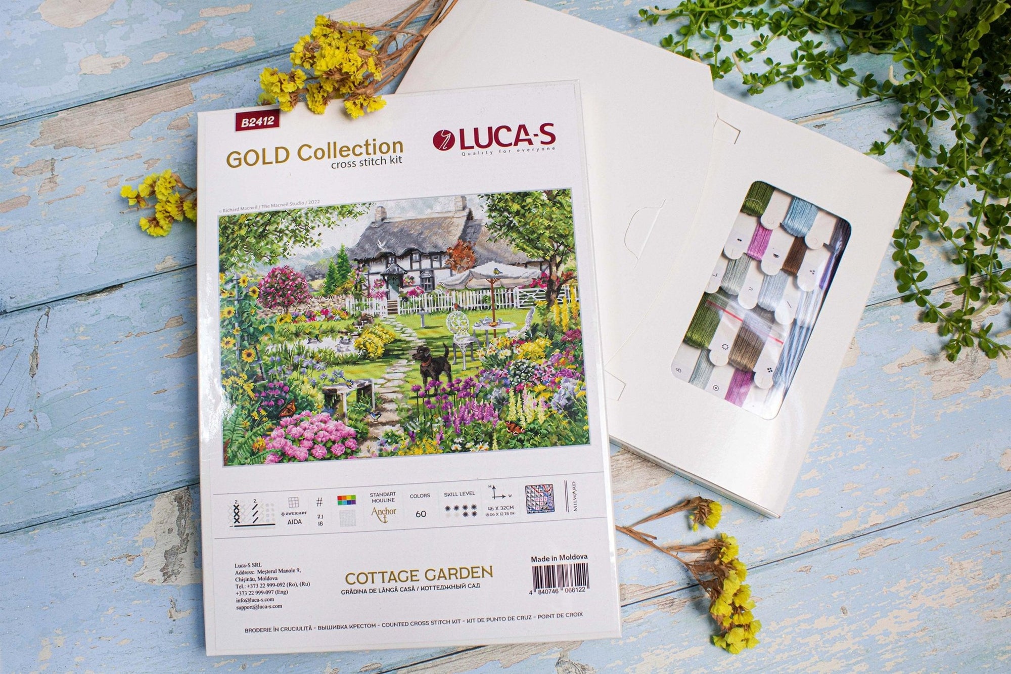 Cross Stitch Kit Luca - S GOLD - Cottage Garden, B2412 - Luca - S Yarns