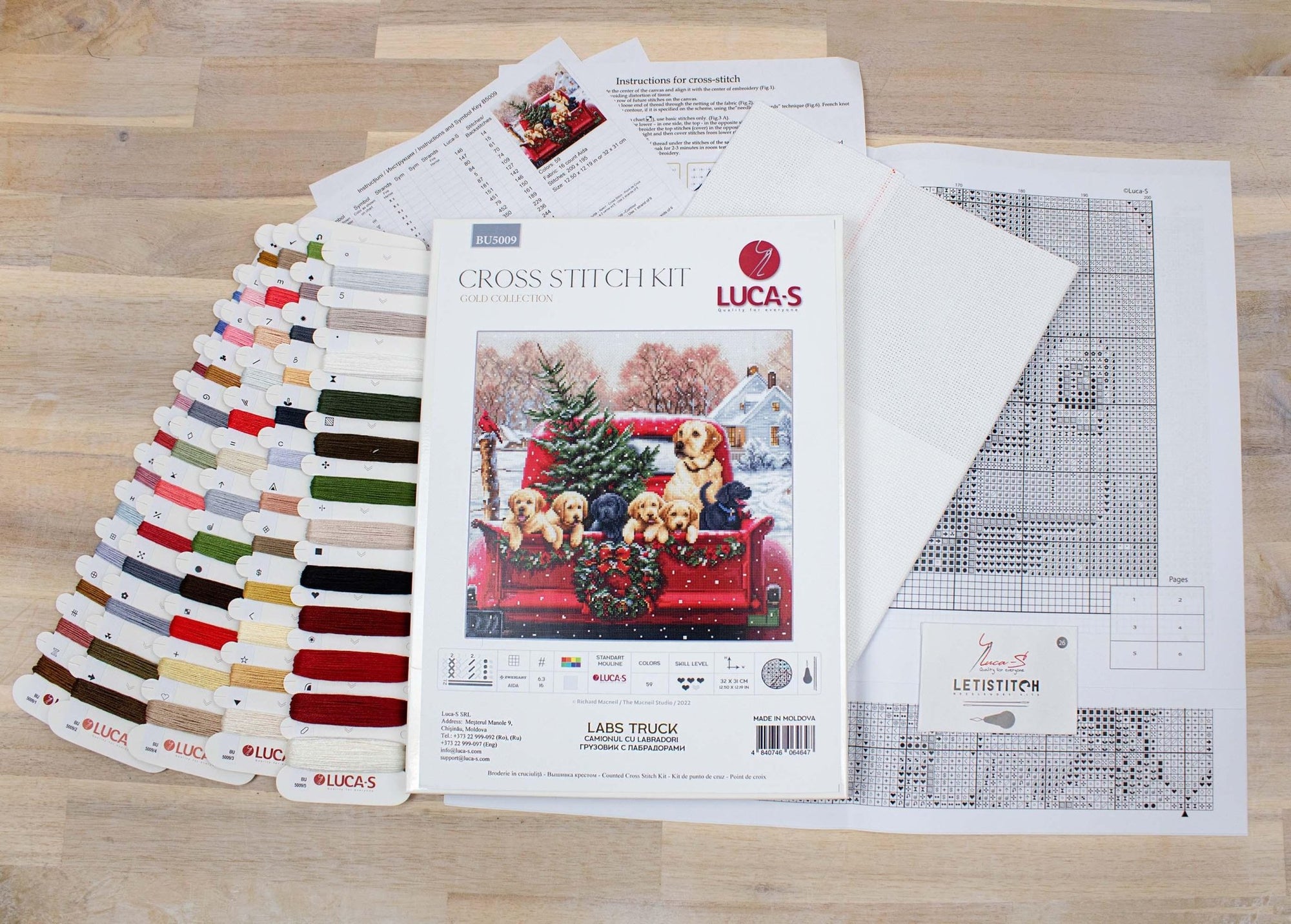 Cross Stitch Kit Luca - S GOLD - Labs Truck, BU5009 - Luca - S Yarns