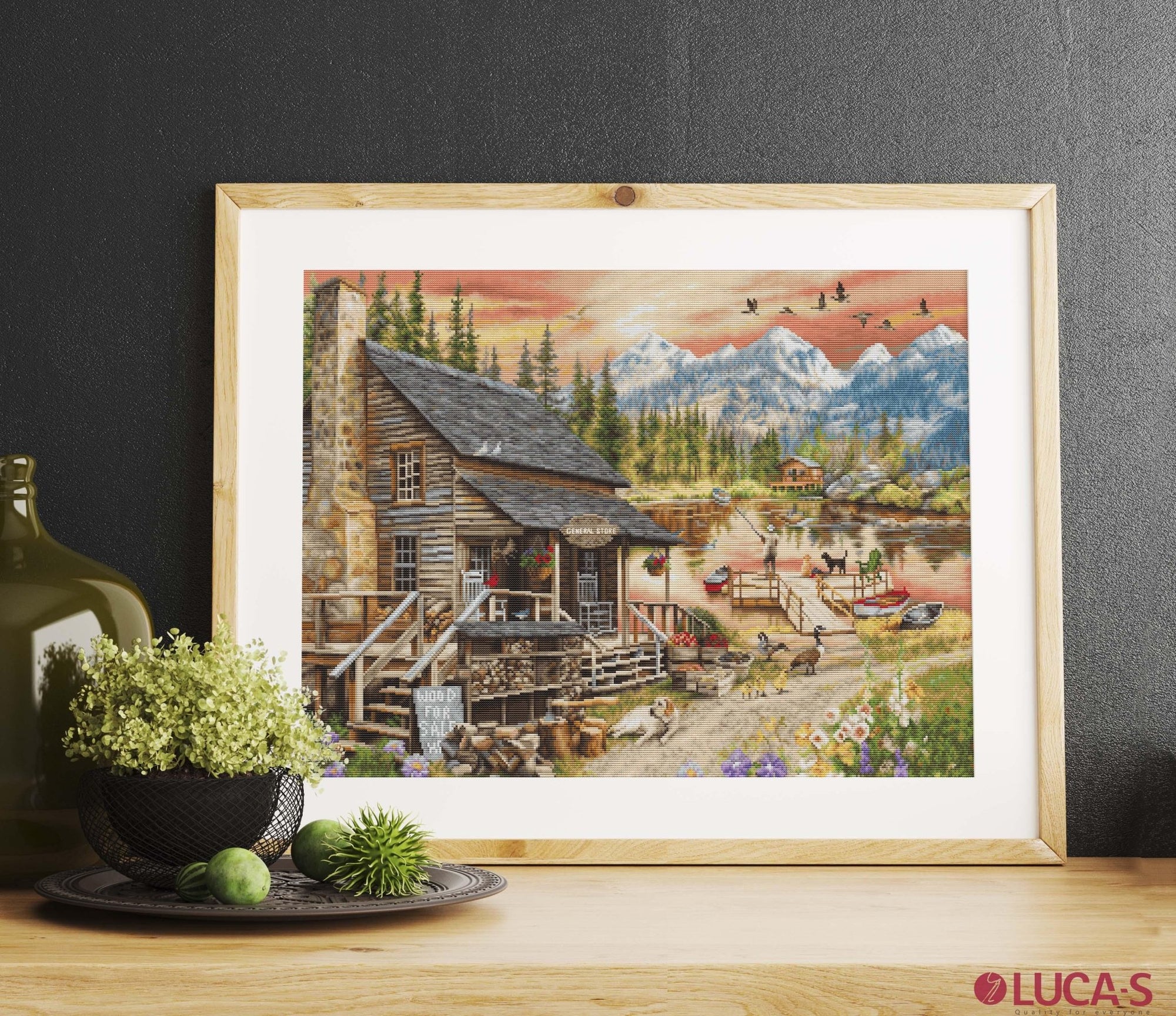 Cross Stitch Kit Luca - S GOLD - Log Cabin General Store, B2413 - Luca - S Yarns