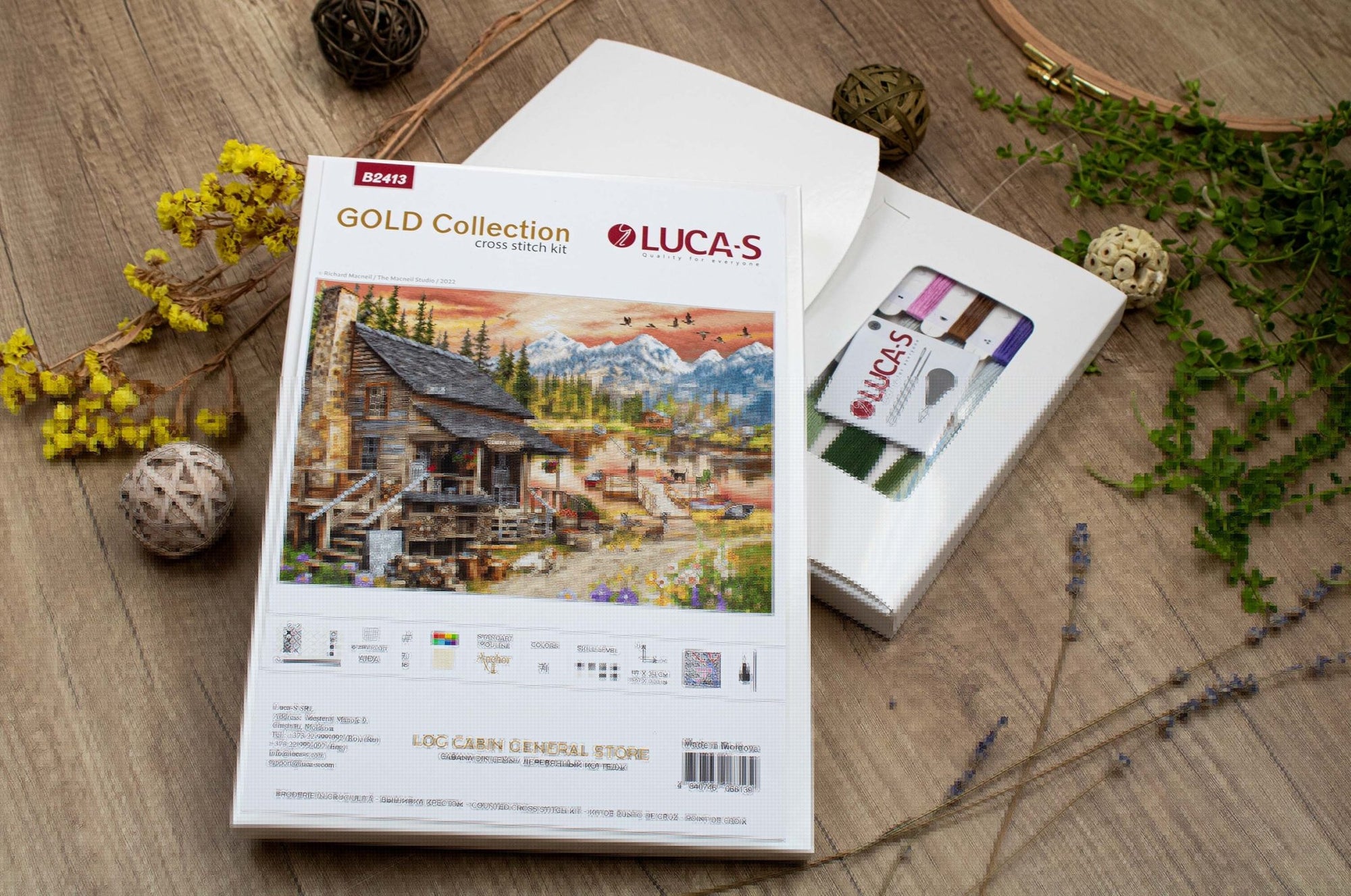 Cross Stitch Kit Luca - S GOLD - Log Cabin General Store, B2413 - Luca - S Yarns