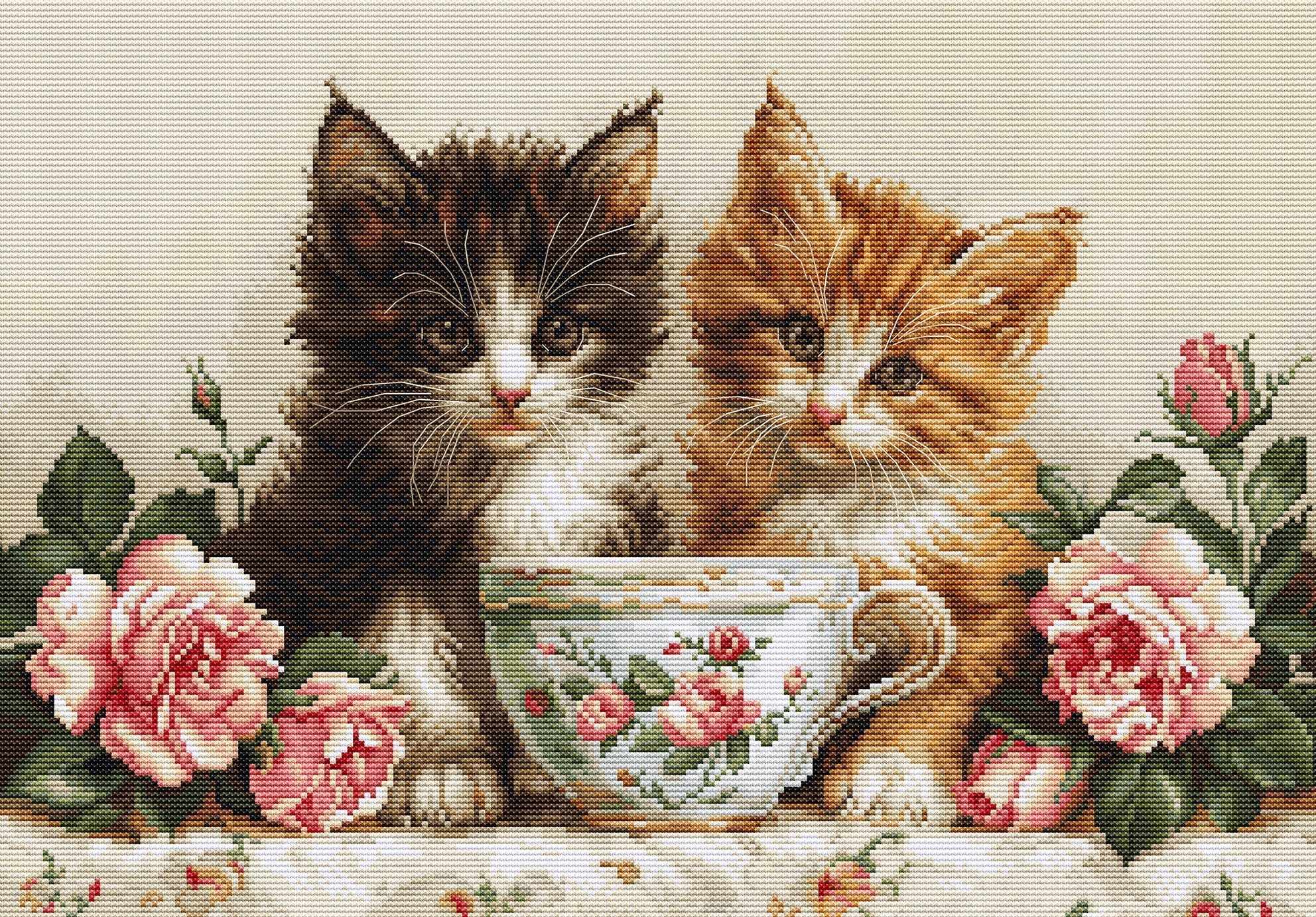 Cross Stitch Kit Luca - S GOLD - Morning of the Cats, BU5070 - Luca - S Yarns