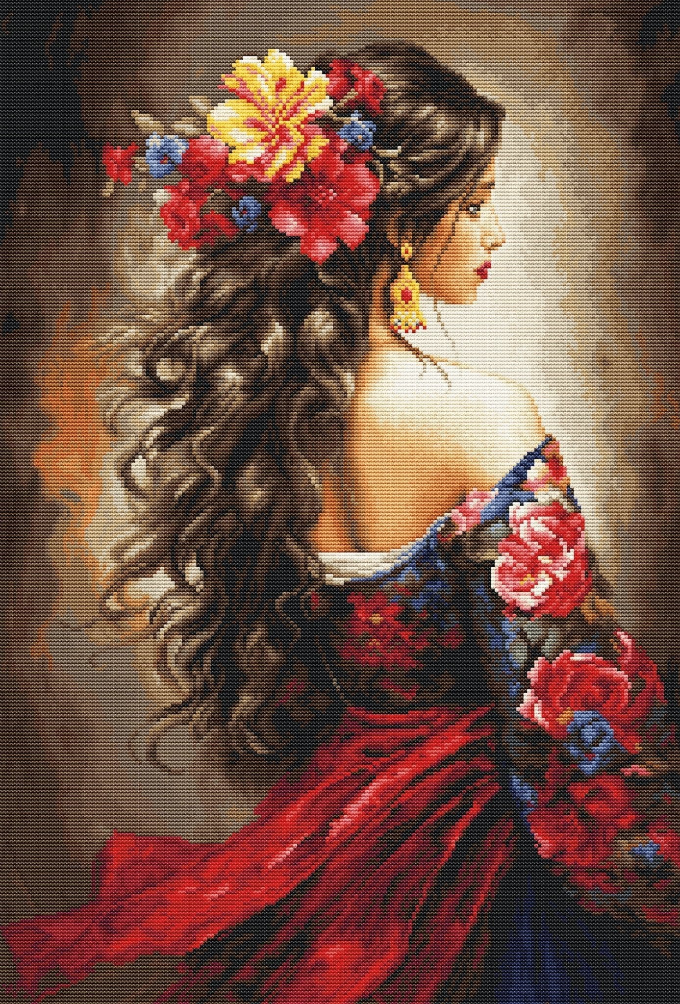 Cross Stitch Kit Luca - S GOLD - The Spanish Girl, B702 - Luca - S Yarns
