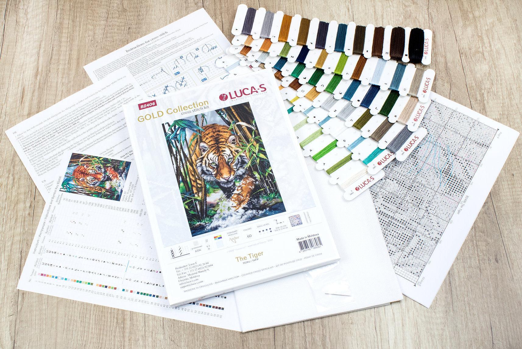 Cross Stitch Kit Luca - S Gold - The Tiger, B2406 - Luca - S Yarns