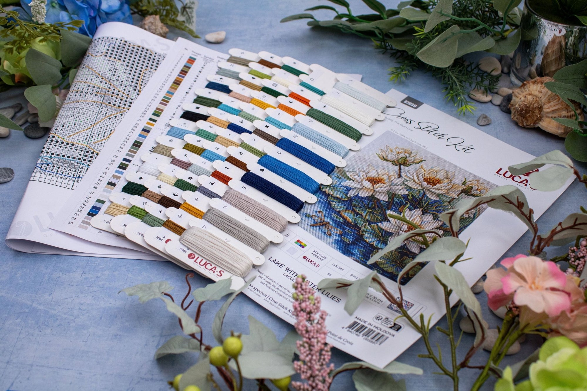 Cross Stitch Kit Luca - S - Lake With Water Lilies, B7039 - Luca - S Yarns