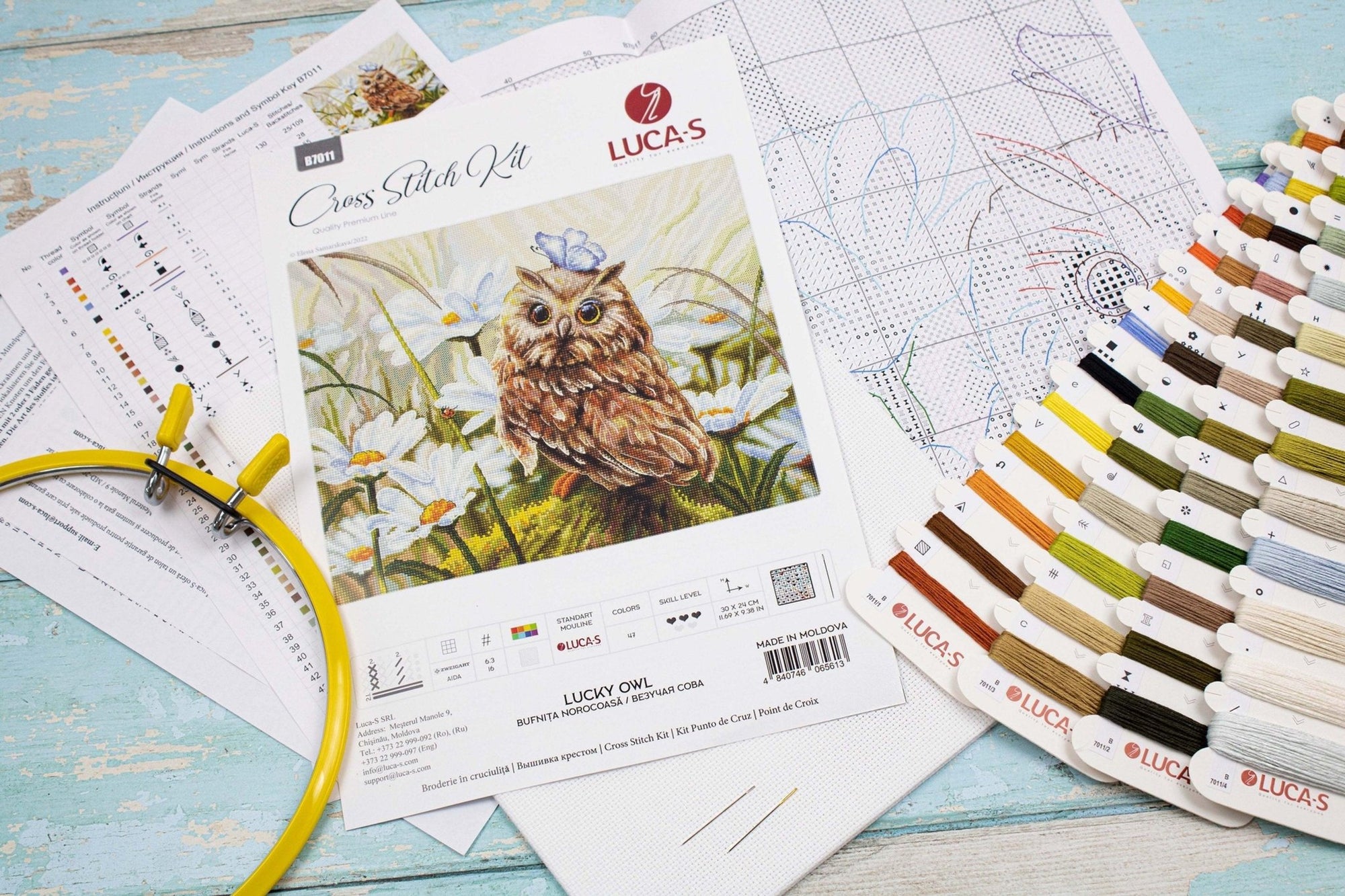 Cross Stitch Kit Luca - S - Lucky Owl, B7011 - Luca - S Yarns