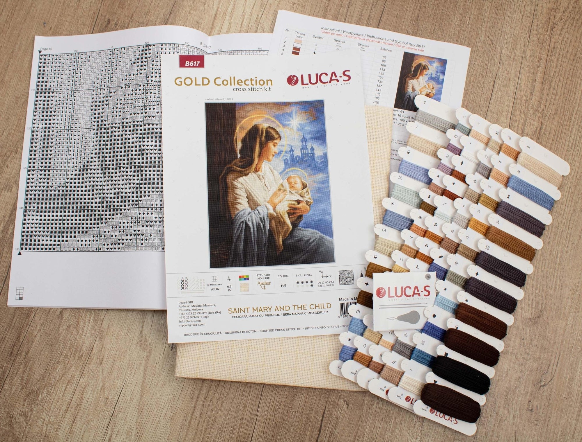 Cross Stitch Kit Luca - S - Saint Mary and The Child, GOLD Collection, B617 - Luca - S Yarns