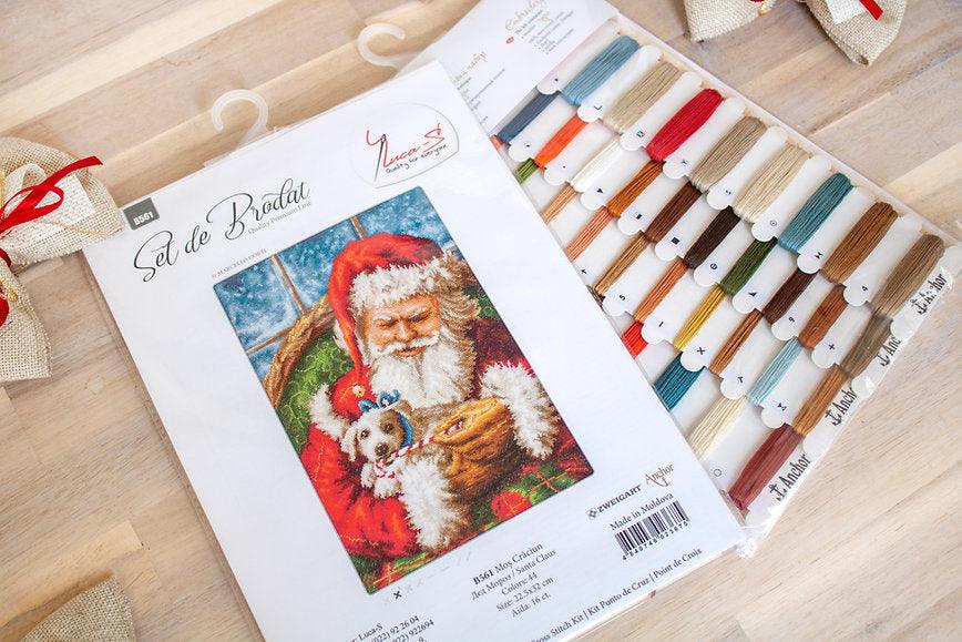 Cross Stitch Kit Luca - S - Santa Claus with a puppy, B561 - Luca - S Yarns