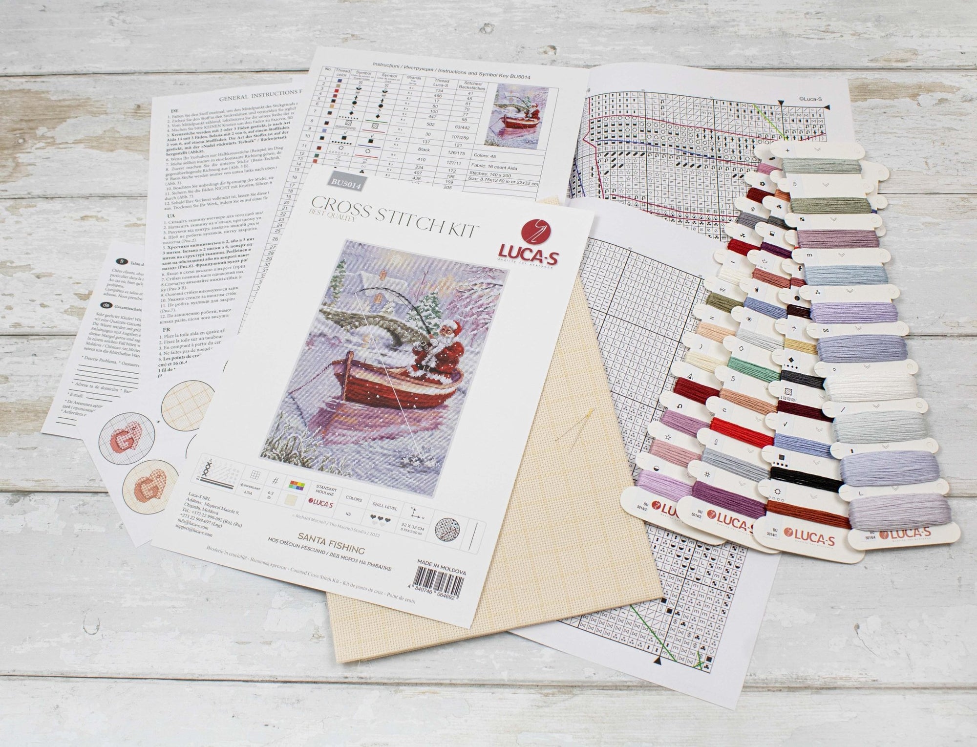 Cross Stitch Kit Luca - S - Santa Fishing, BU5014 - Luca - S Yarns