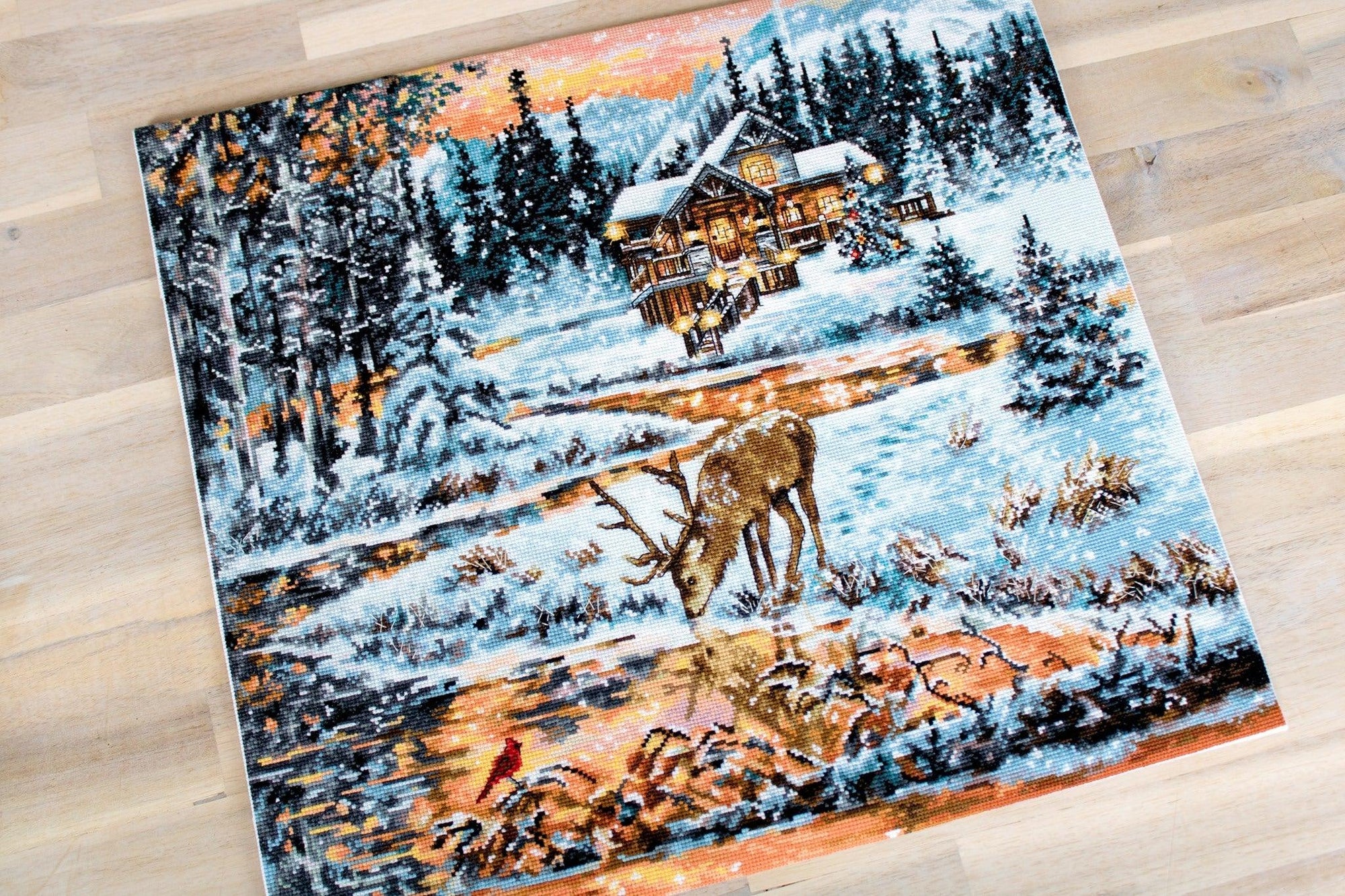 Cross Stitch Kit Luca - S - Snowy Cabin, BU4022 - Luca - S Yarns