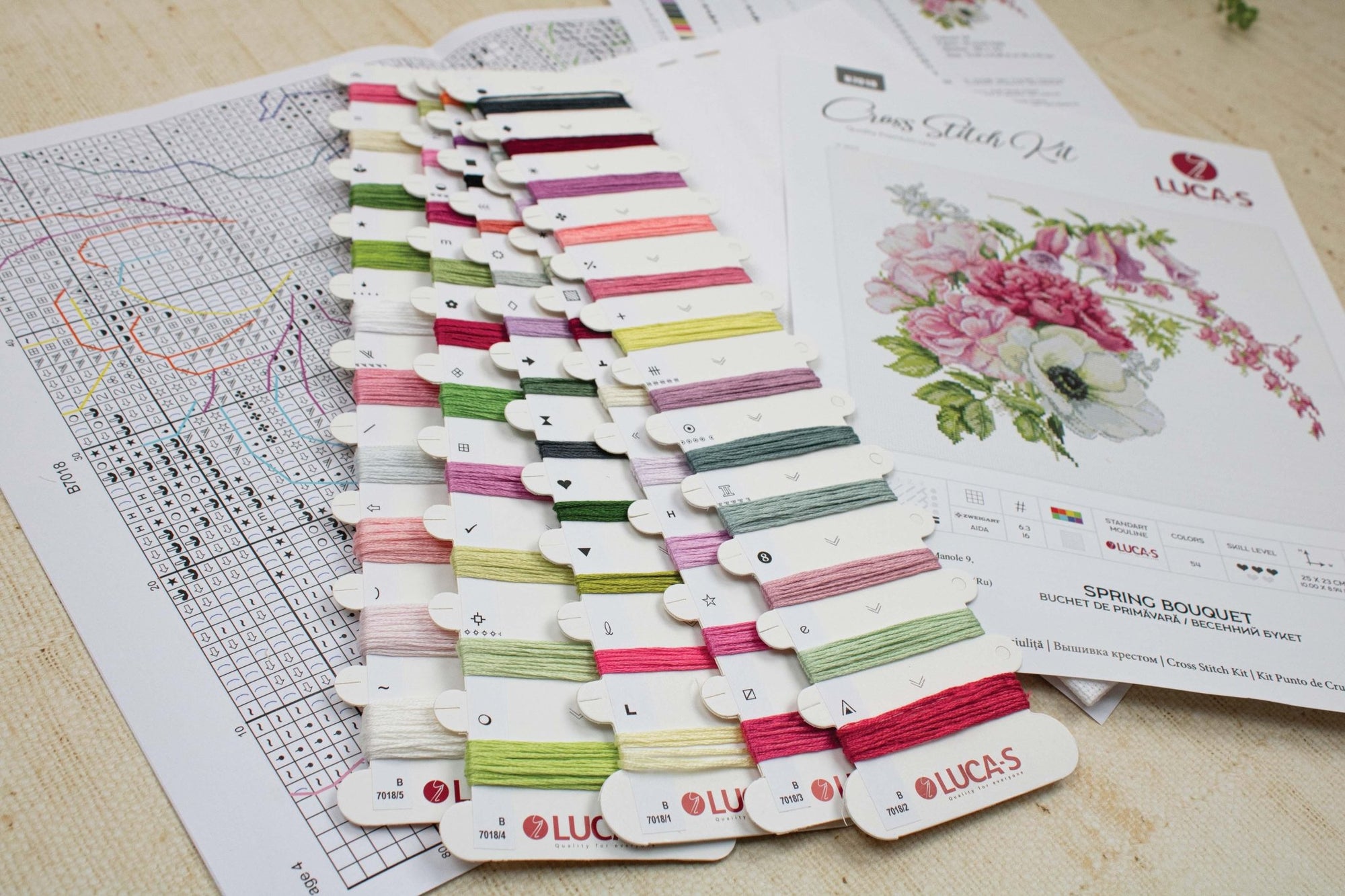 Cross Stitch Kit Luca - S - Spring Bouquet, B7018 - Luca - S Yarns