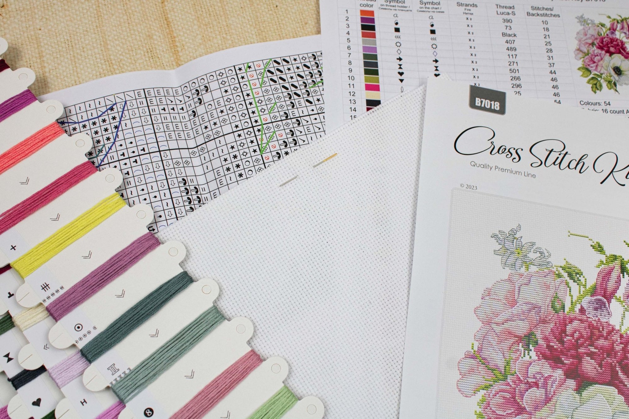 Cross Stitch Kit Luca - S - Spring Bouquet, B7018 - Luca - S Yarns